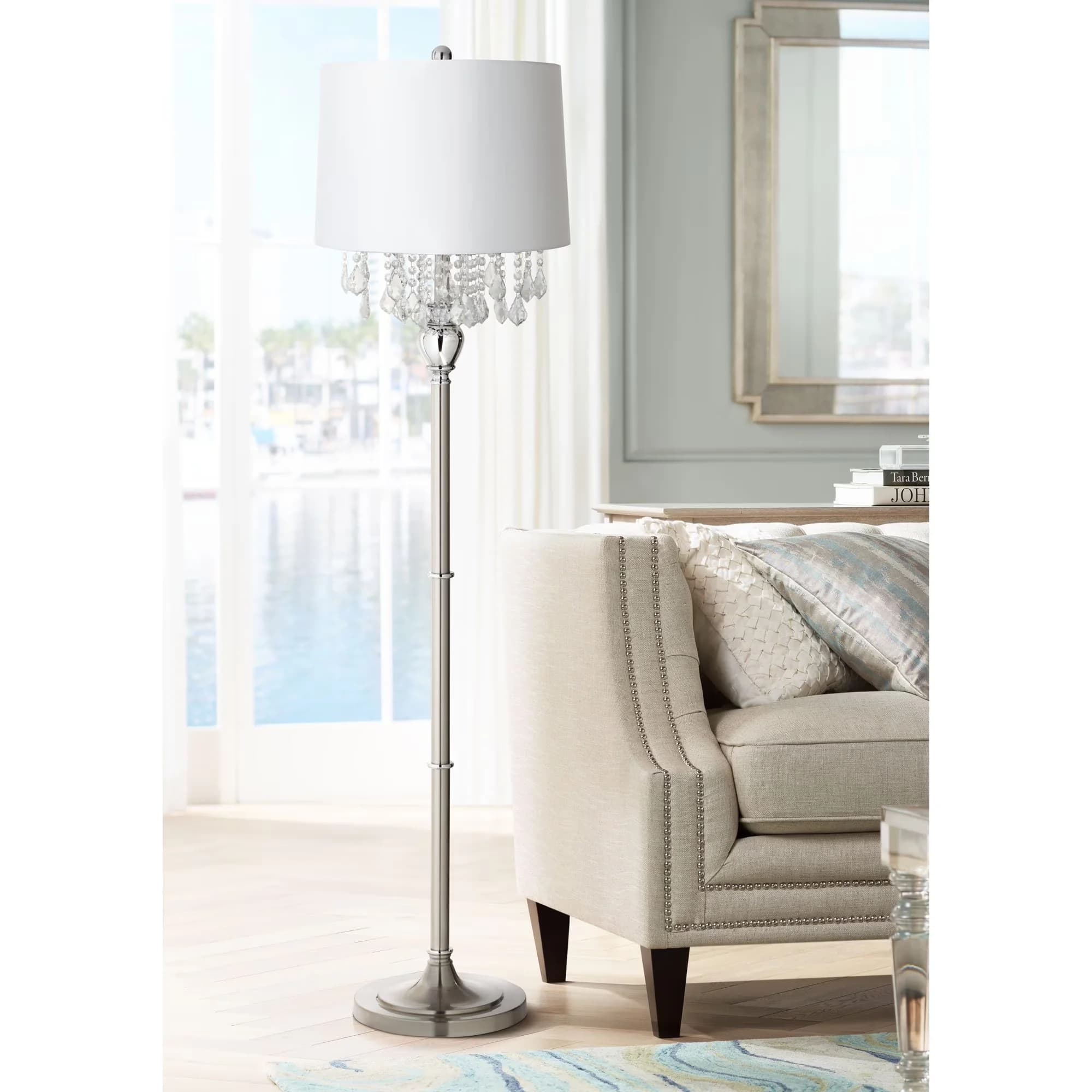 Floor Lamp Durable with LED, Standard Lamps - Silver Metal for Living Room, Bedroom Model 37FC6E