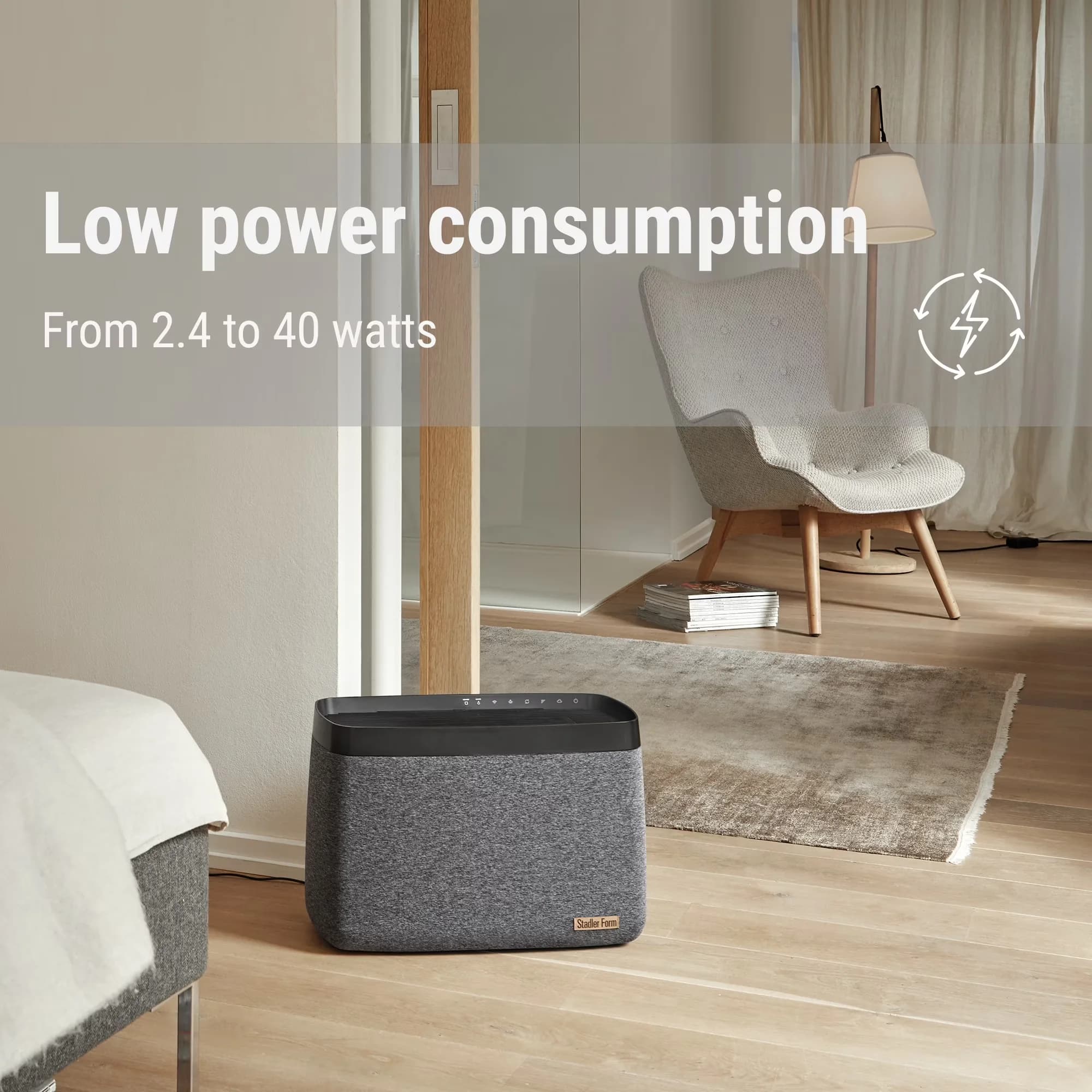 Essential Humidifier with Automatic Moisture Control, powerful evaporator, Karl big - Black for Rooms Model E4DE45