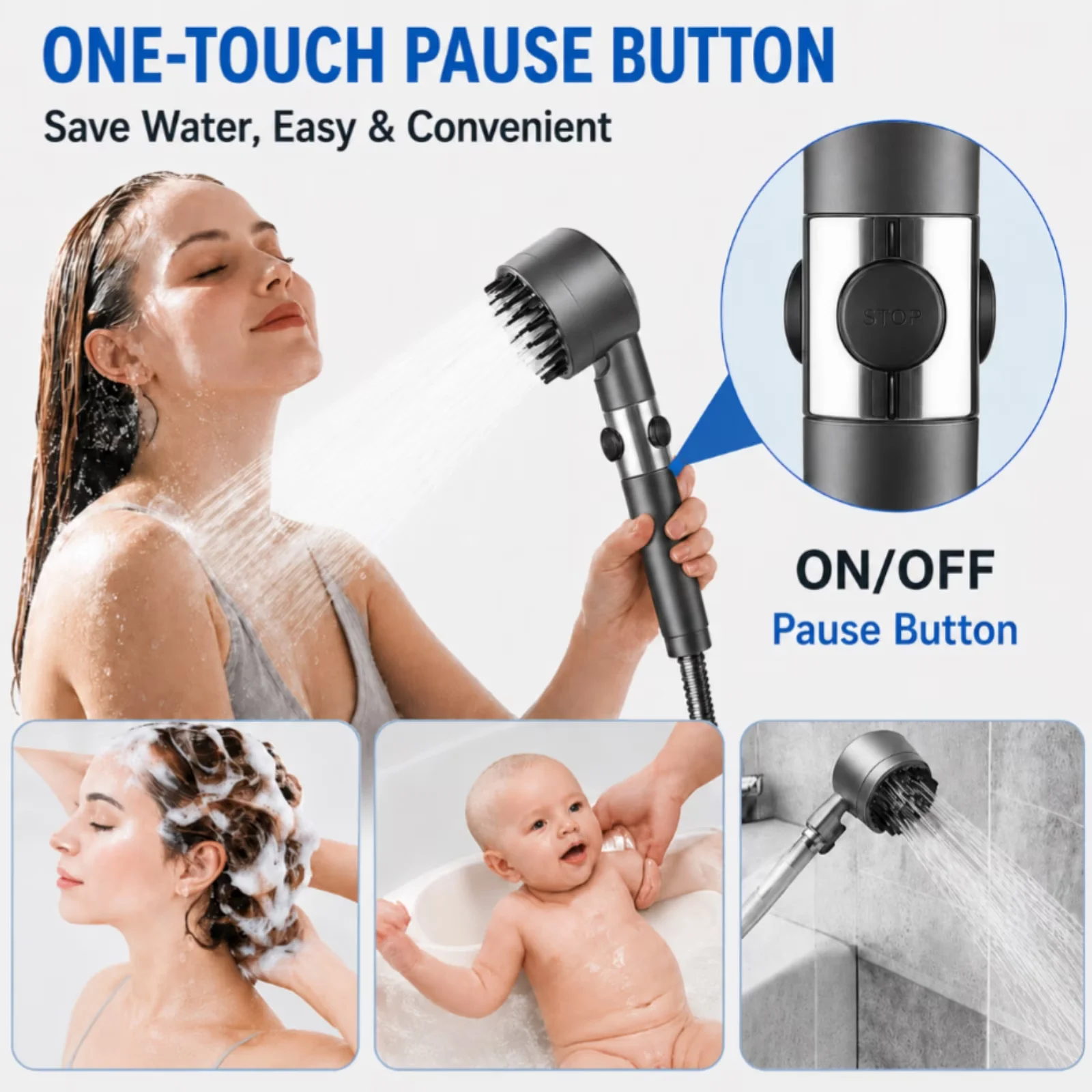 Shower Head Sleek with Easy To Install, Easy To Clean, Filtered - Pp Gray Model 4F8695