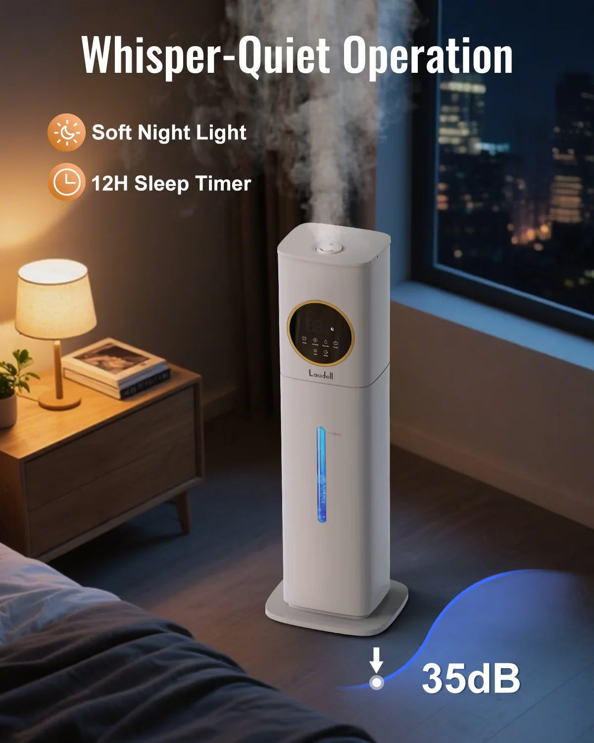 Humidifier Innovative with Timer, Water Level Indicator - White for Bedroom, Large Model 1797C5