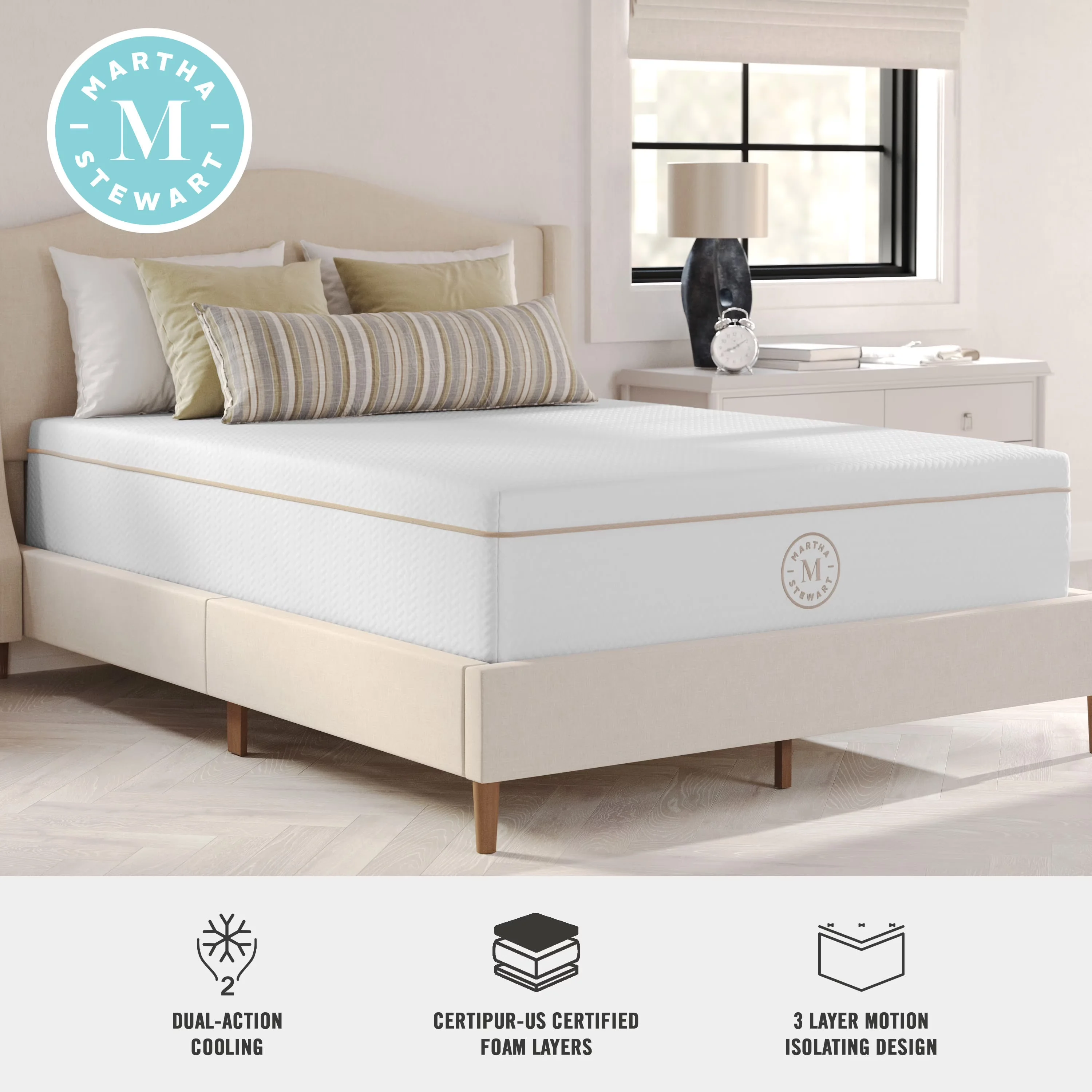 Modern Mattresses Accessory with Cooling Technology, CertiPUR-US Certified foam layers - White Fabric, Foam Model FD014E