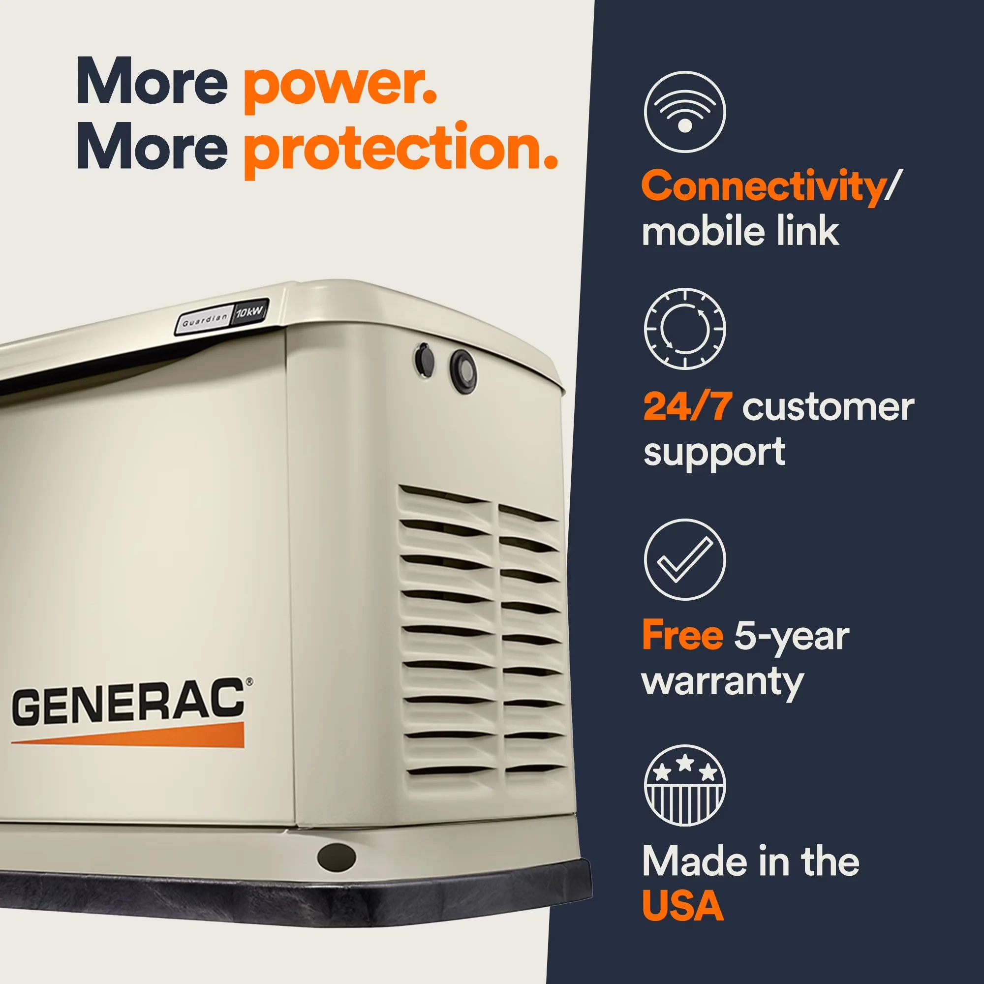 Generator Durable with Battery not included., 16-circuit Transfer Switch, Guardian 10kW Home Backup - Model F6FFF1
