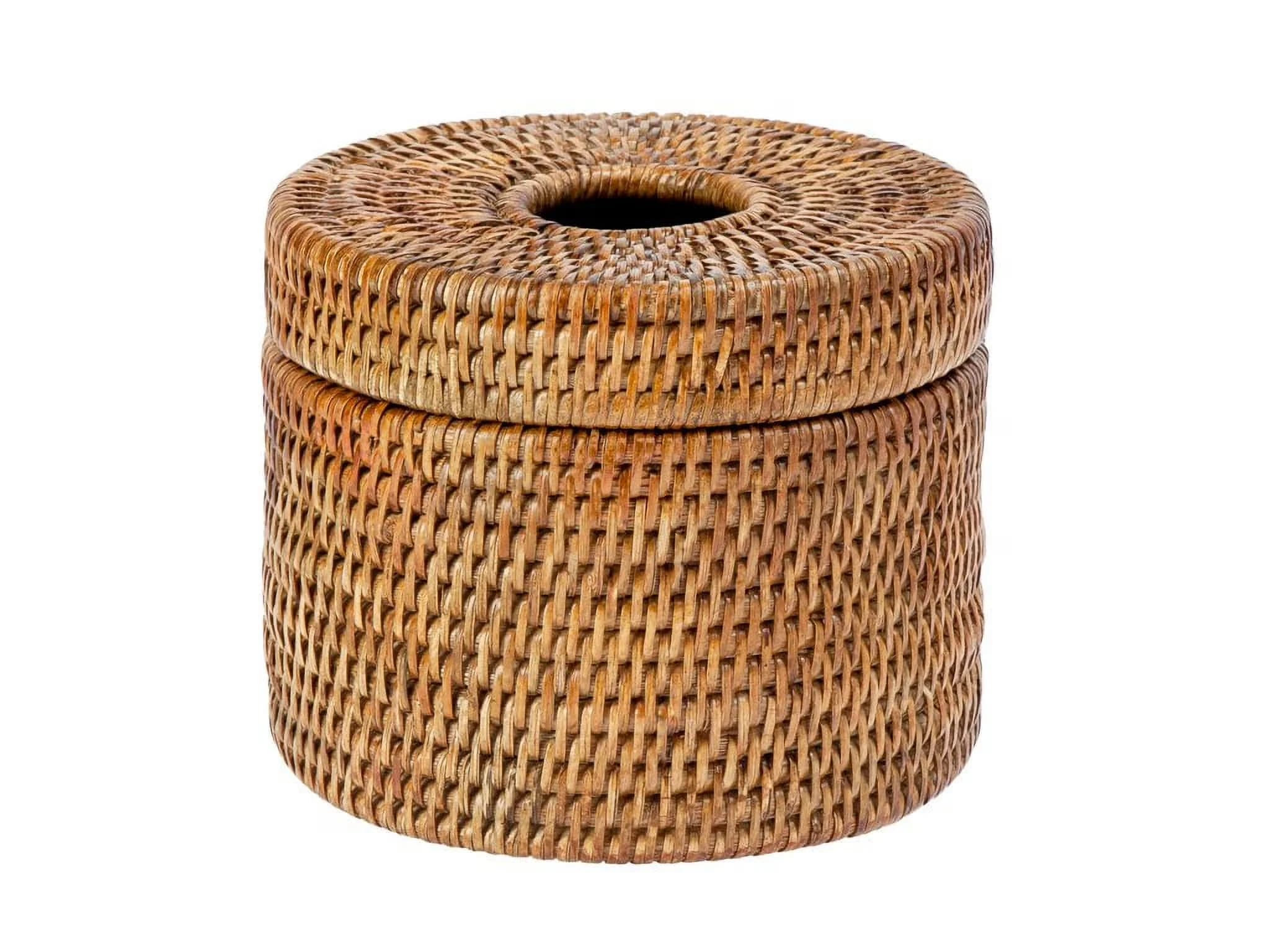 Quality Bathroom Renovation with Toilet Paper Cover, Round Toilet Holder Basket - Yellow Rattan Model 6543B3