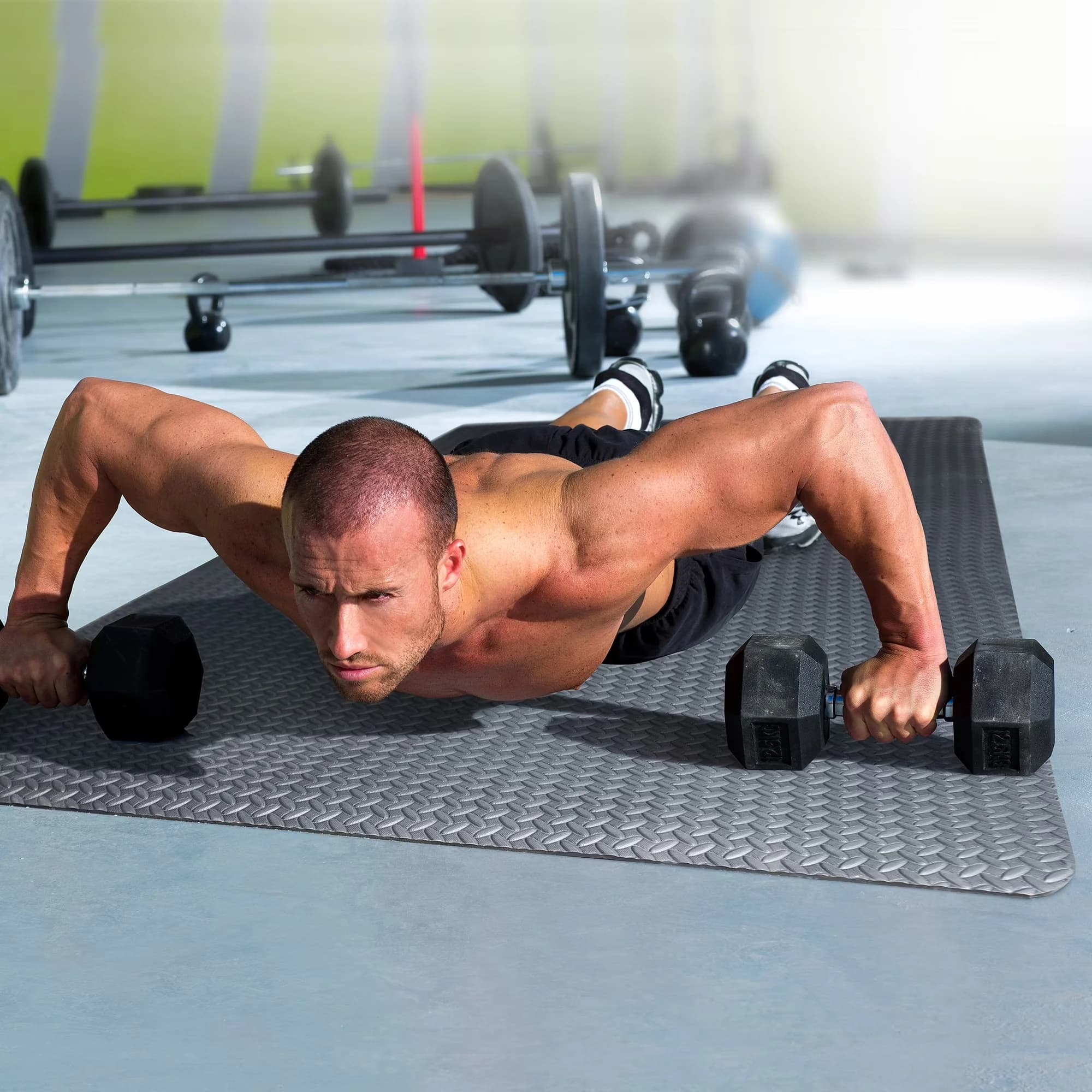 Essential Home Gym with Dimensions: 46"L x 93"W x 0.28"H, Water-resistant - Black Eva Foam Model A662F2