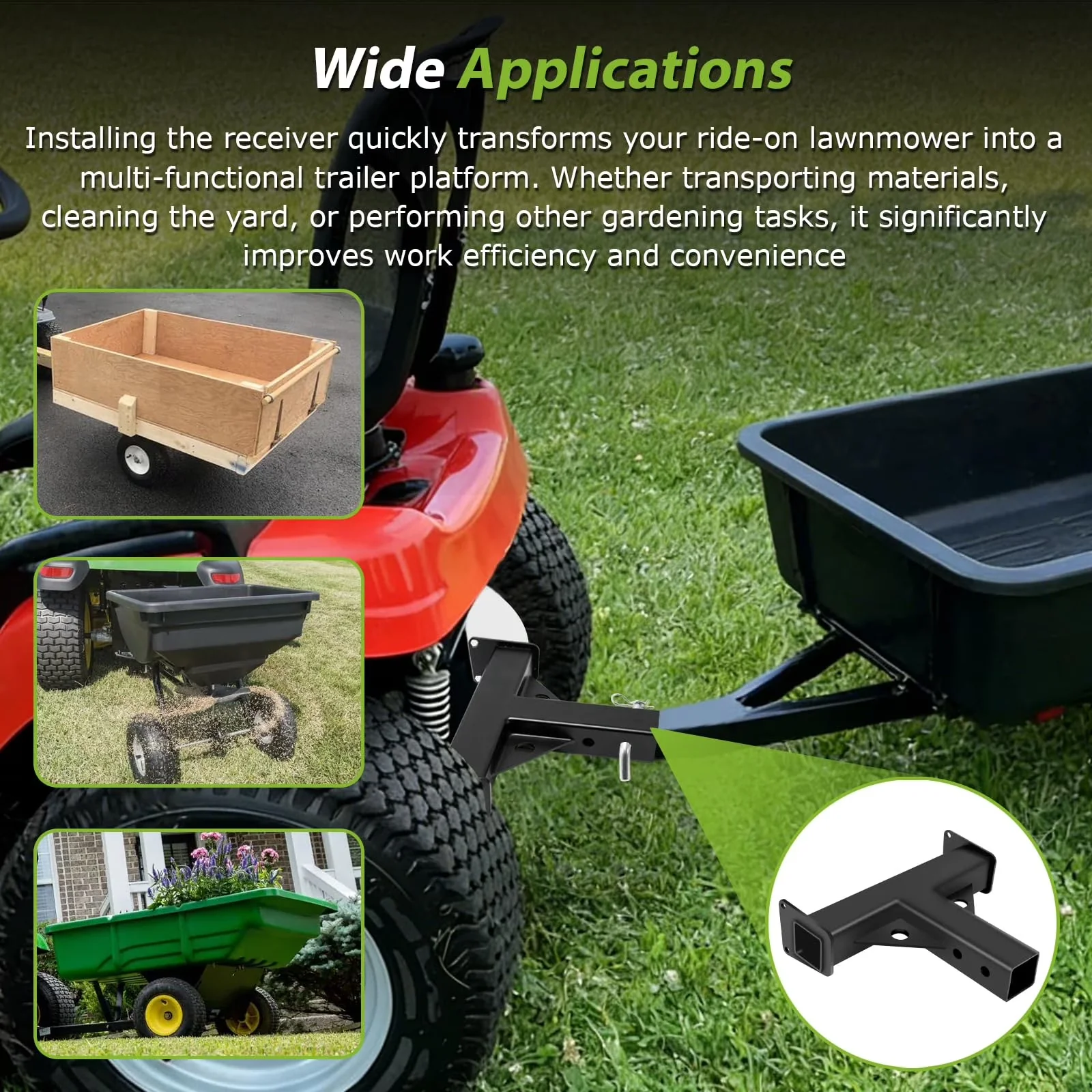 Quality Riding Lawn Mower with 2" Trailer Hook Receiver - LT1000 - Premium Collection Model ECF2C0