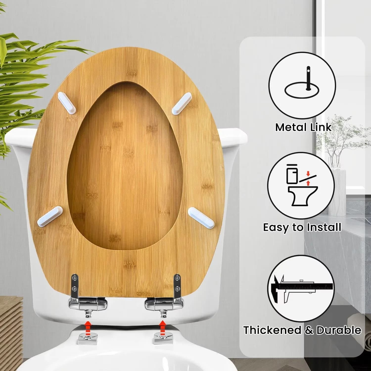 Compact Toilet Seats And Lid with Easy Installation, Soft Close - Multicolor Wood Model 6DF048