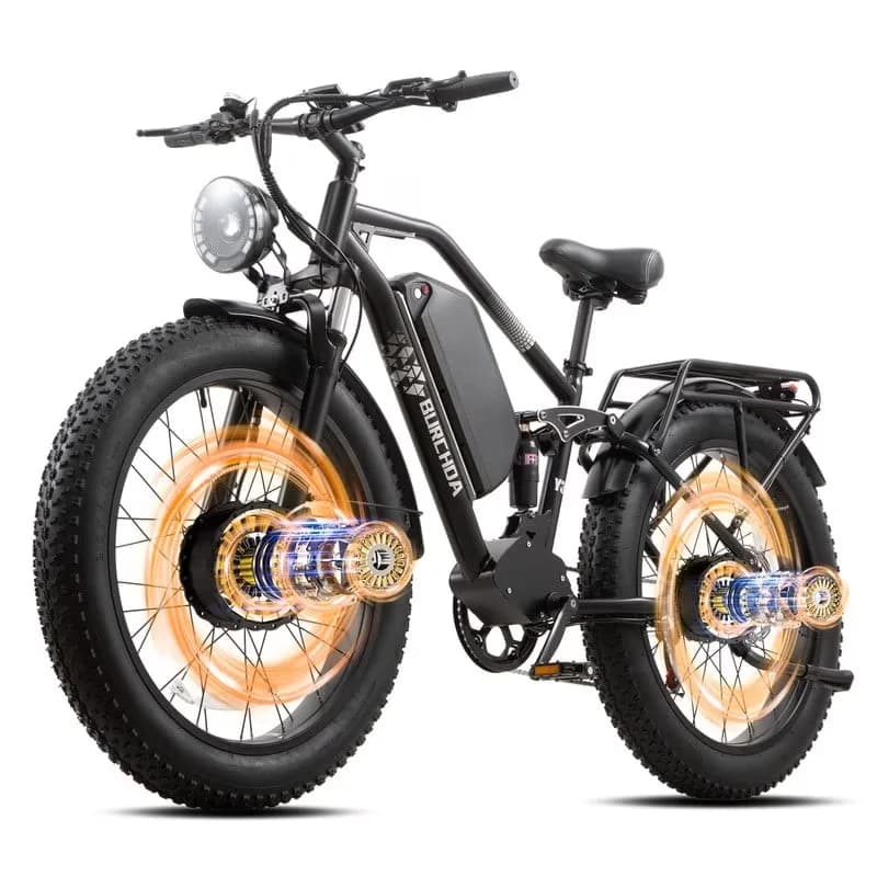 Modern Electric Bike with Battery, 5000W - Y3 Black 30Ah - Compact and Portable Model 2DE720