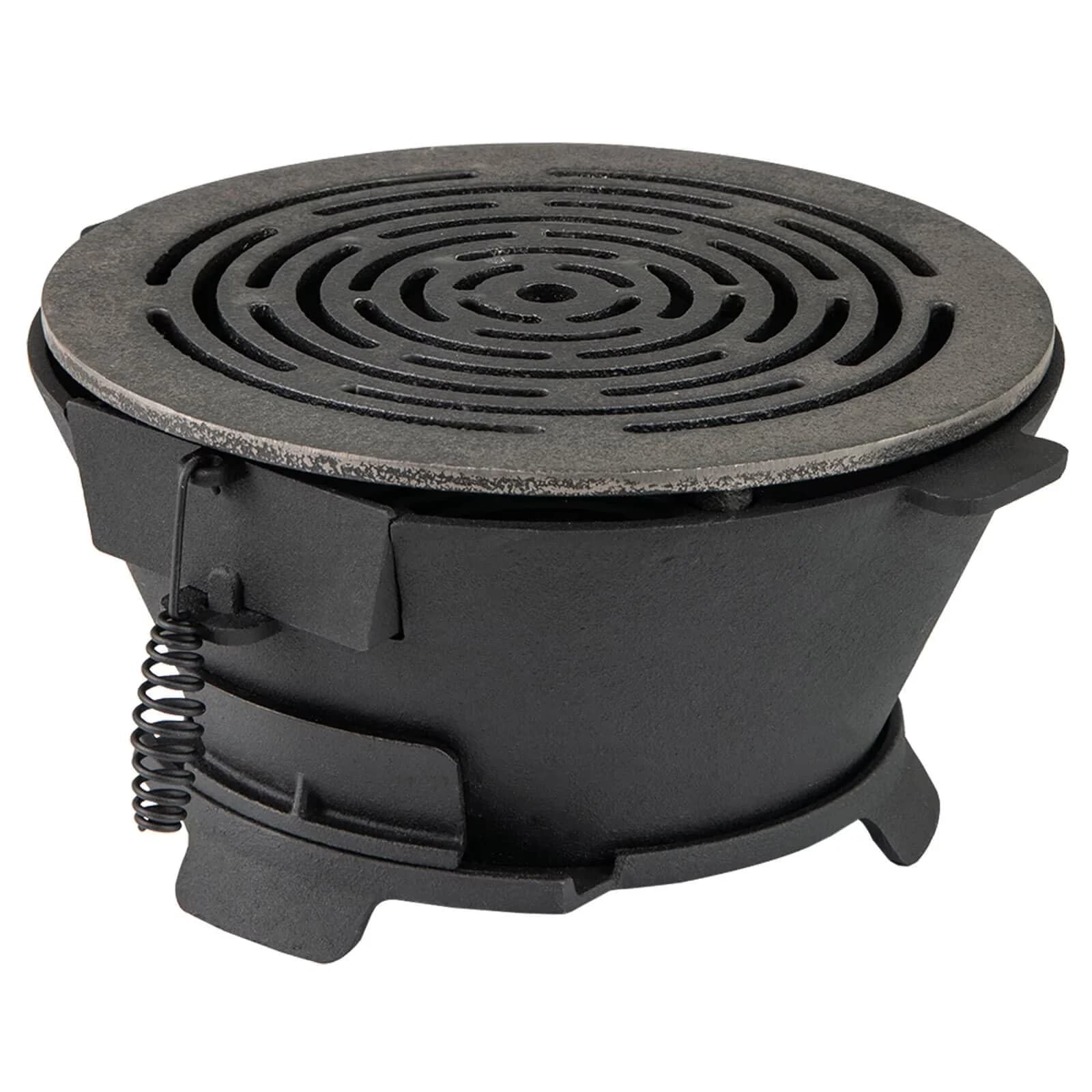 Flat Top Grill Sleek with Rust Resistant, Portable, Round Hibachi - Cast Iron Black Model CDE017