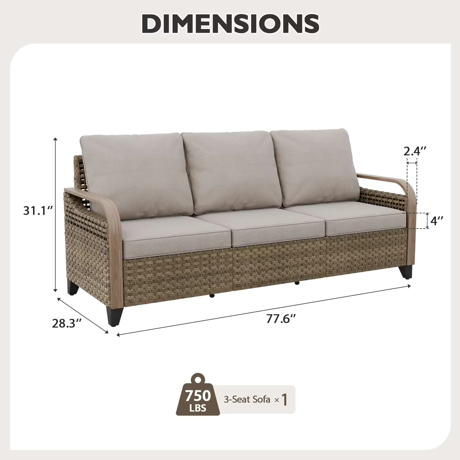 Premium Outdoor Sofas Sectional with Modern, Weather-Resistant - Brown Steel,Wicker Model CB6280