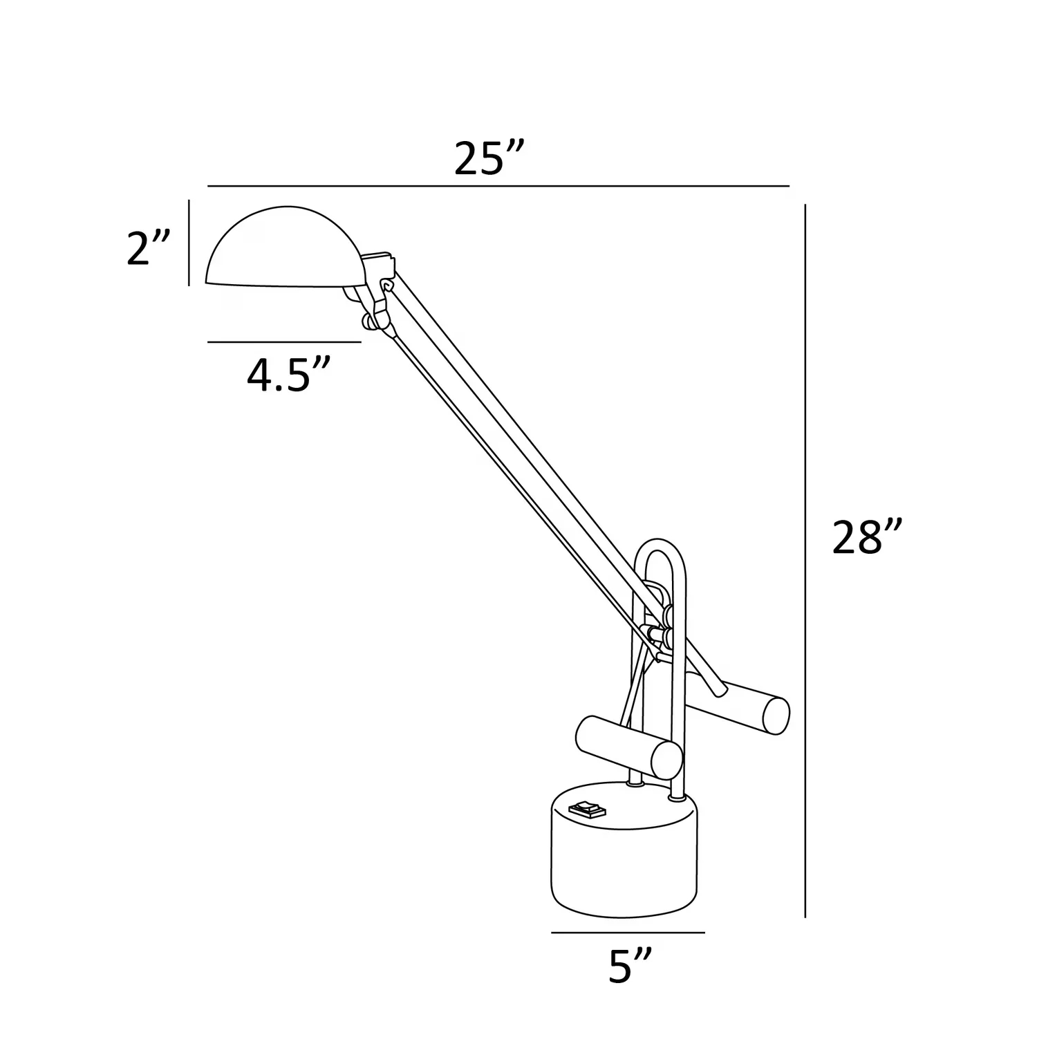 Durable Desk Lamp with LED, Task Lamps, Product dimension:28"L x 4.5"D x 25"H - Metal Gold Model FA8135