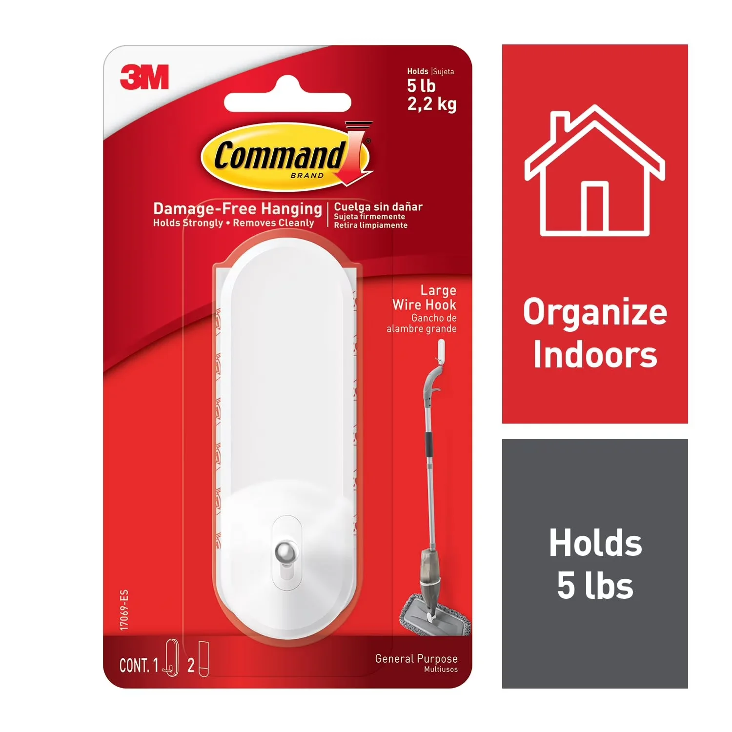 Sleek Damage-Free Hanging with Easy Installation, Wall-Mountable, 2 Strips/Pack - Plastic White Model 0B0EB0