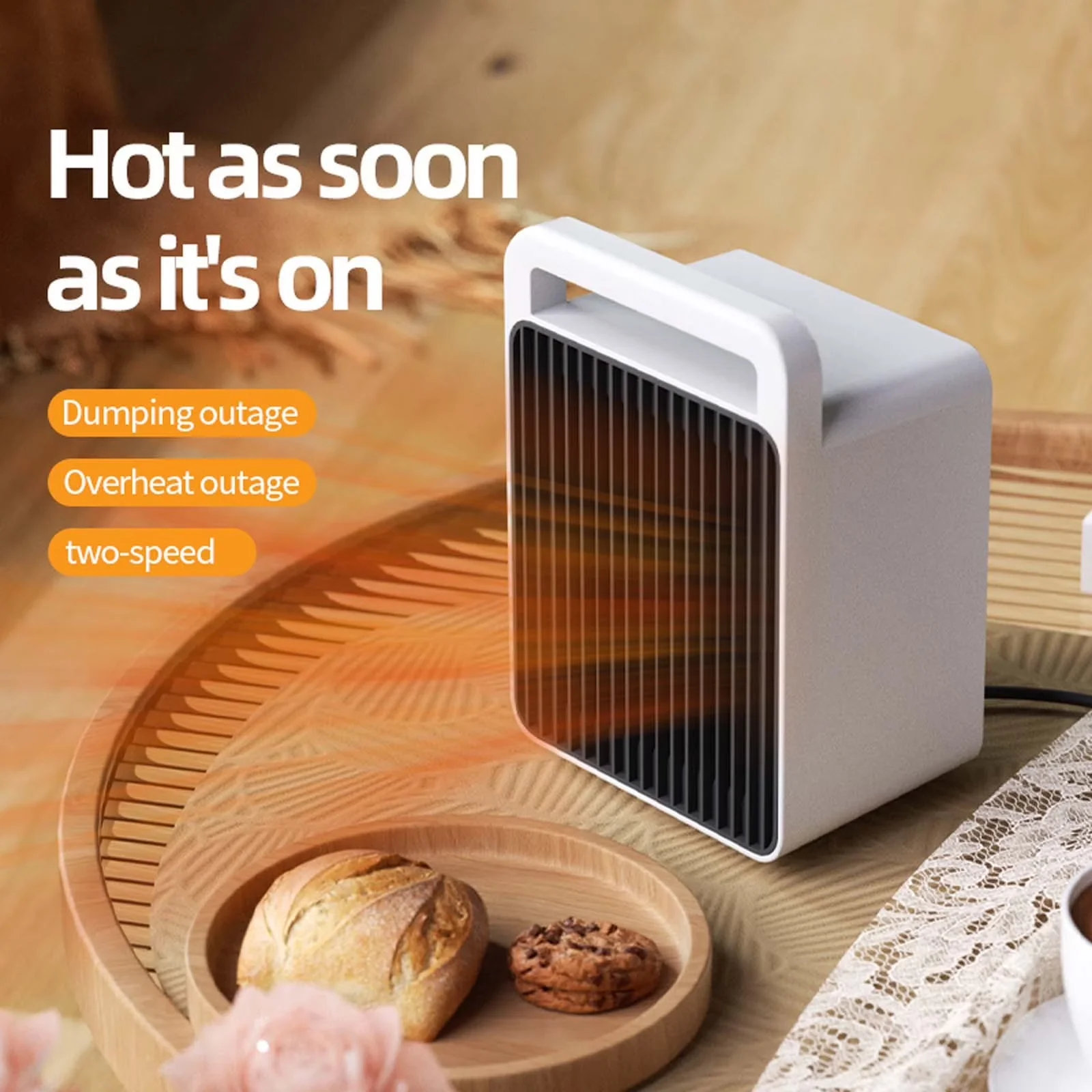 Premium Portable And Electric Space Heater with Adjustable, Heating Fan Modes - White Model 7D4C8F
