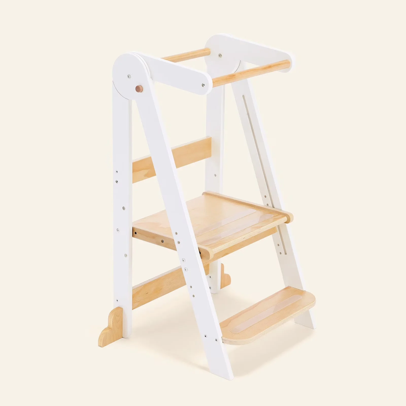 Versatile Ladders And Step Stool with Anti-Slip, Non-Marring Feet, Foldable - White Wood Model CB36AE