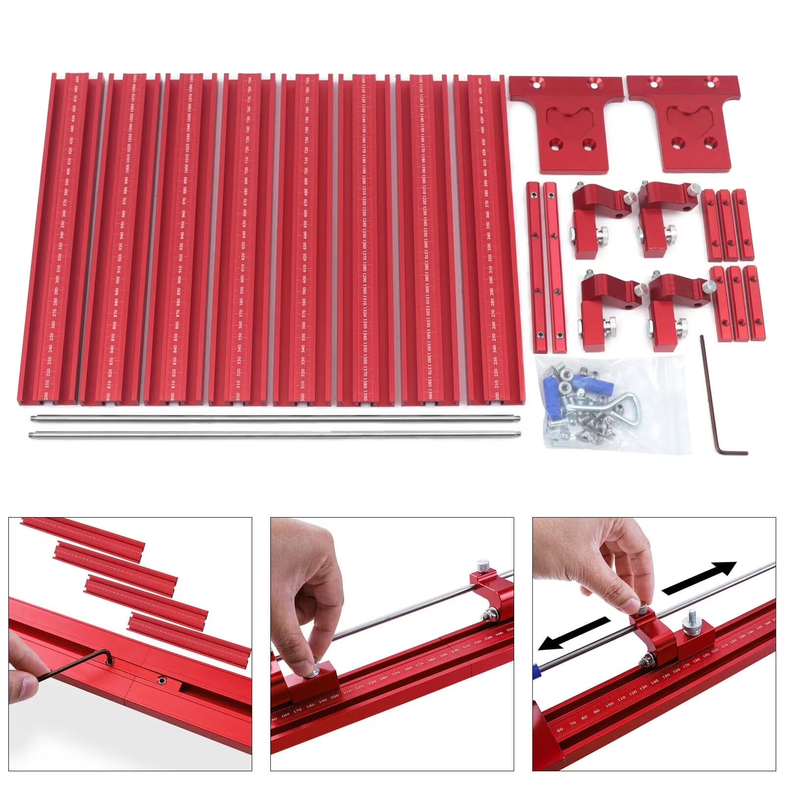 Versatile Measuring Layout with Red - Red Aluminum - Durable Build Model 294BAA
