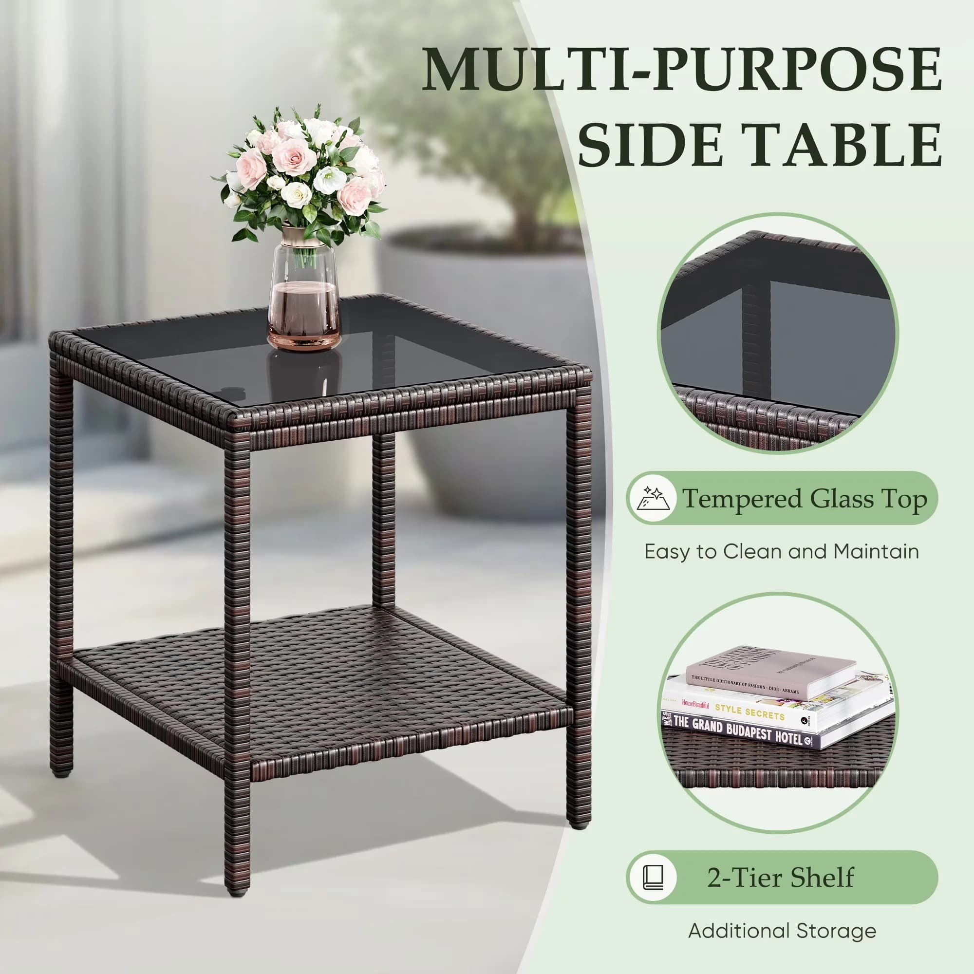 Quality Patio Dining Set with Waterproof, Table - Rattan Brown Pieces for General Purpose Model FA9A9C