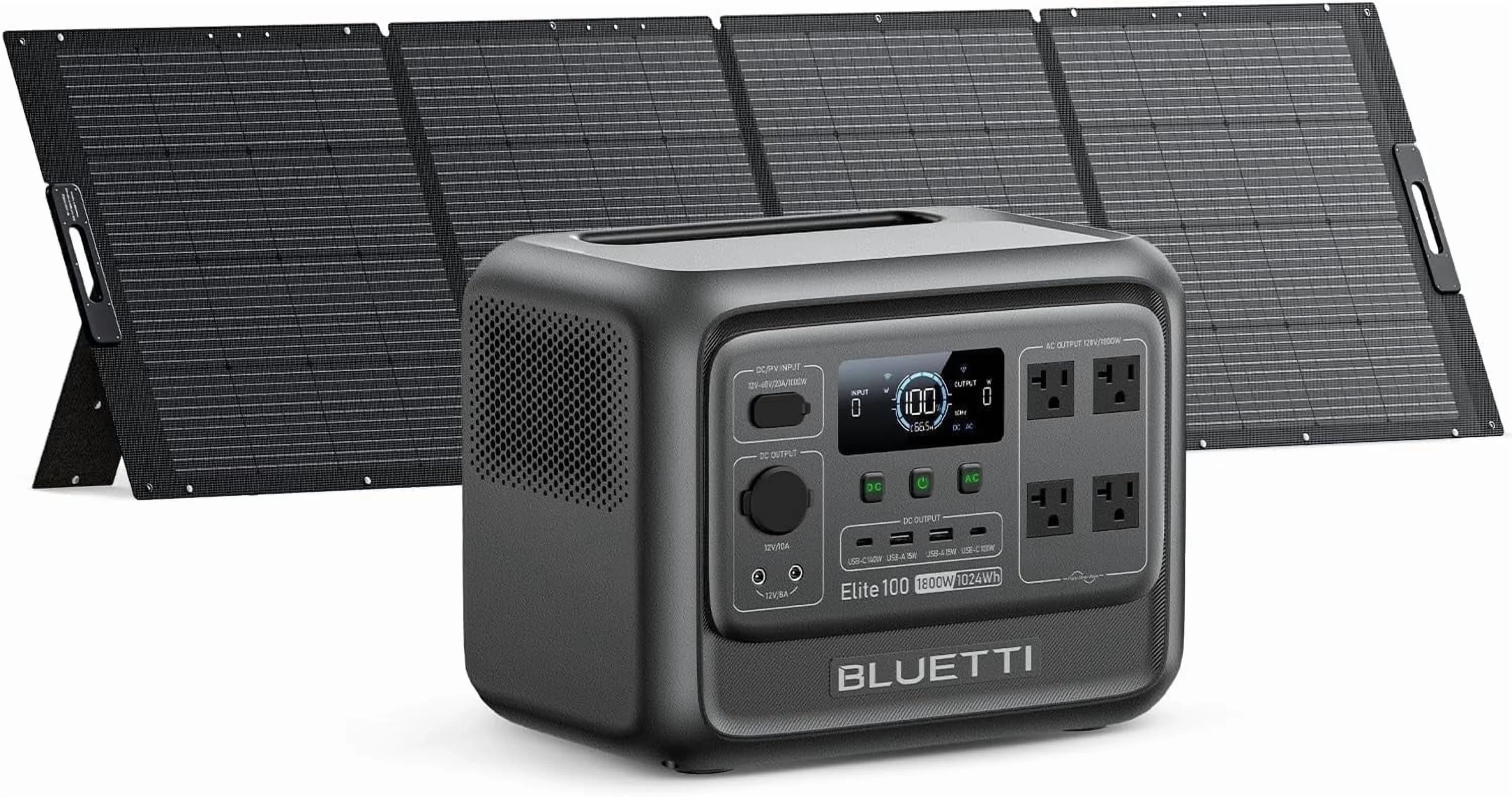 Efficient Generator with 350W, 1024Wh Solar, Elite 100 V2 Portable Power Station for Camping, Home - Model 3B83C2