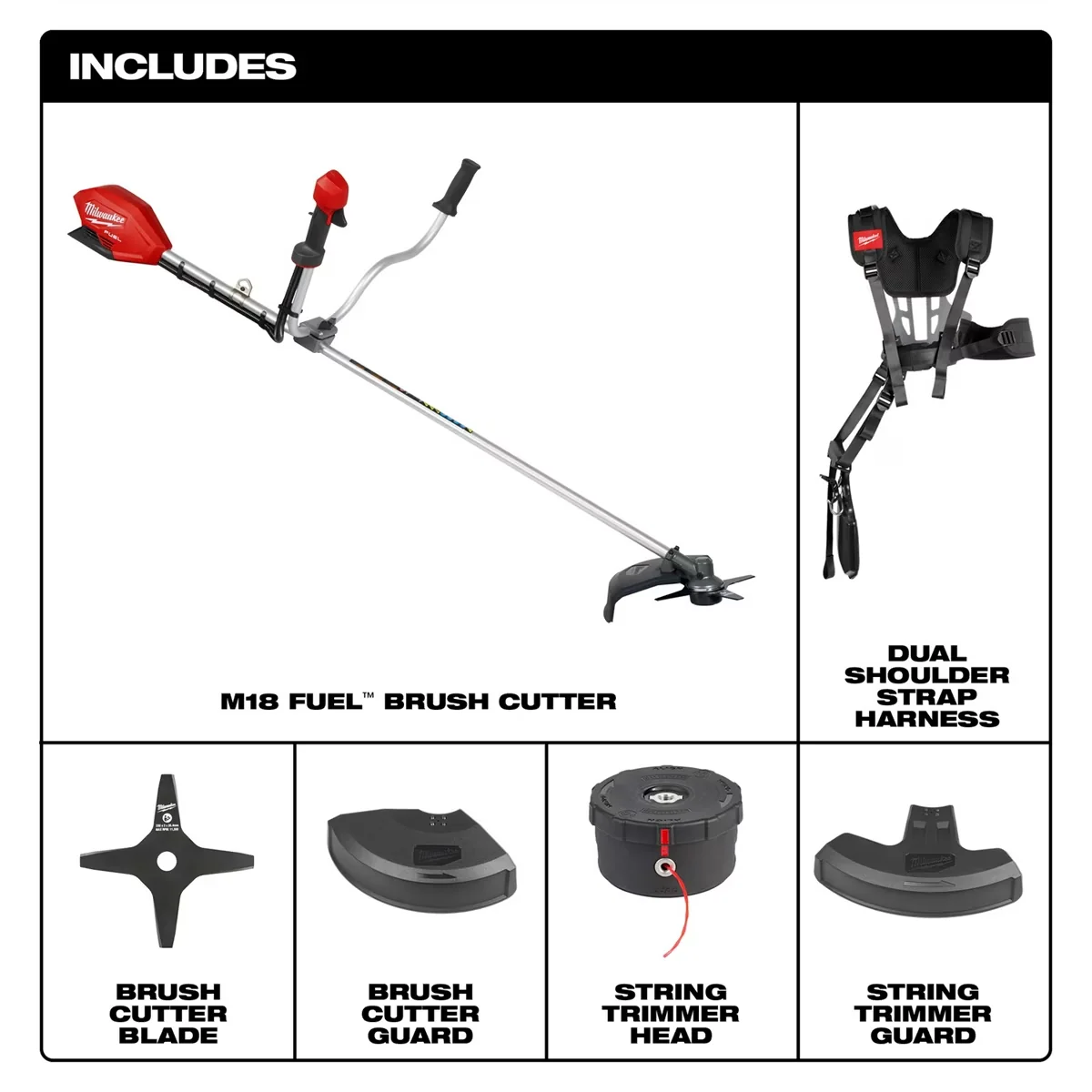 Compact String Trimmer with Brushless, Tool M18 FUEL Brush Cutter - Black Model 9F04AD