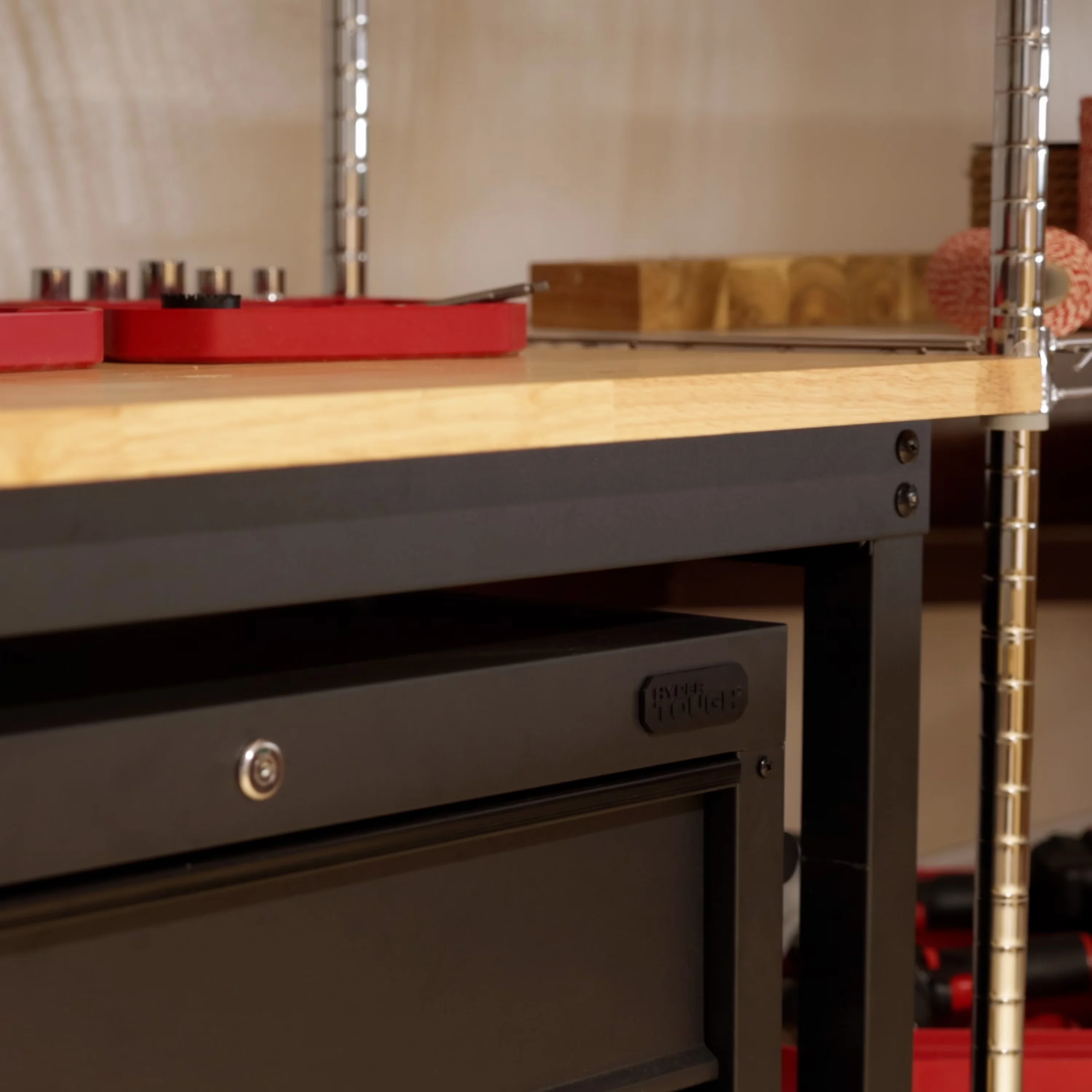 Efficient Toolstorage with Multi-Purpose, Spacious tabletop - Black Wood, Steel Model 46A62A