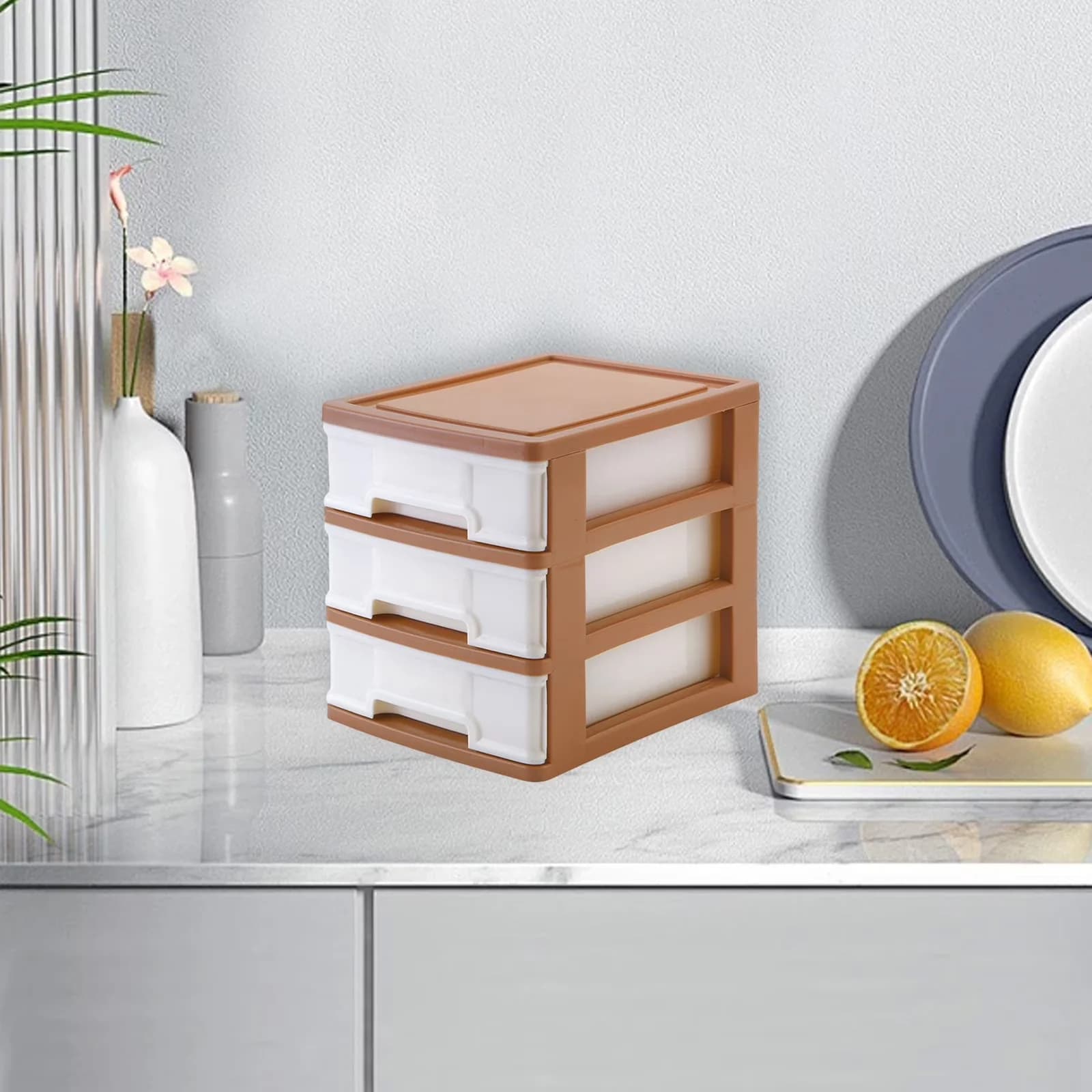Durable Garage Storage Supply with Material:Plastic - Brown Plastic 5x13x15 Model C64CBB
