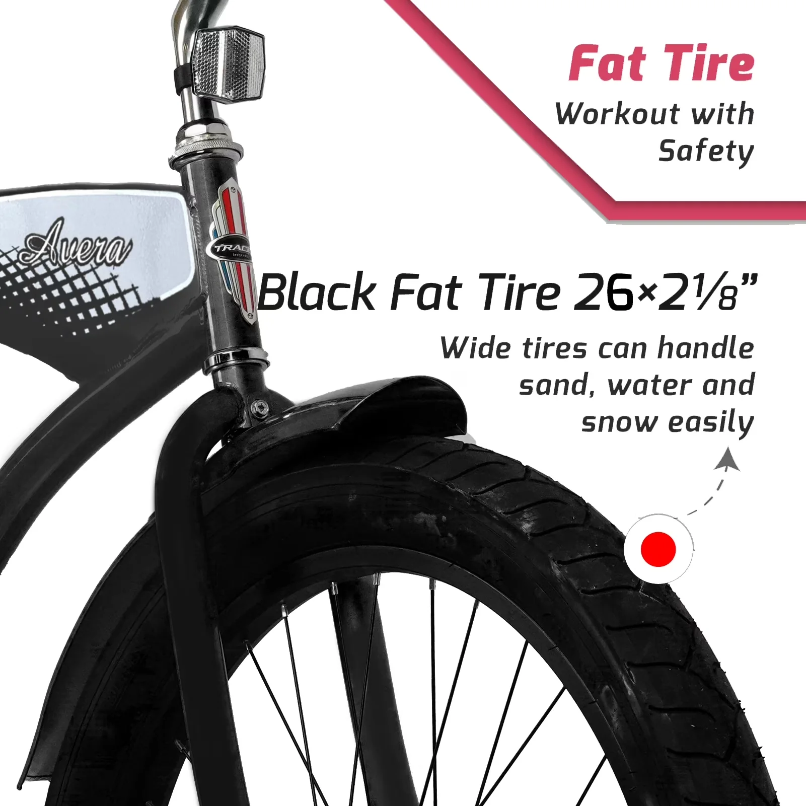 Classic Cruiser Bike with Adjustable Seat Height, Lightweight - Matte Black Model F44769