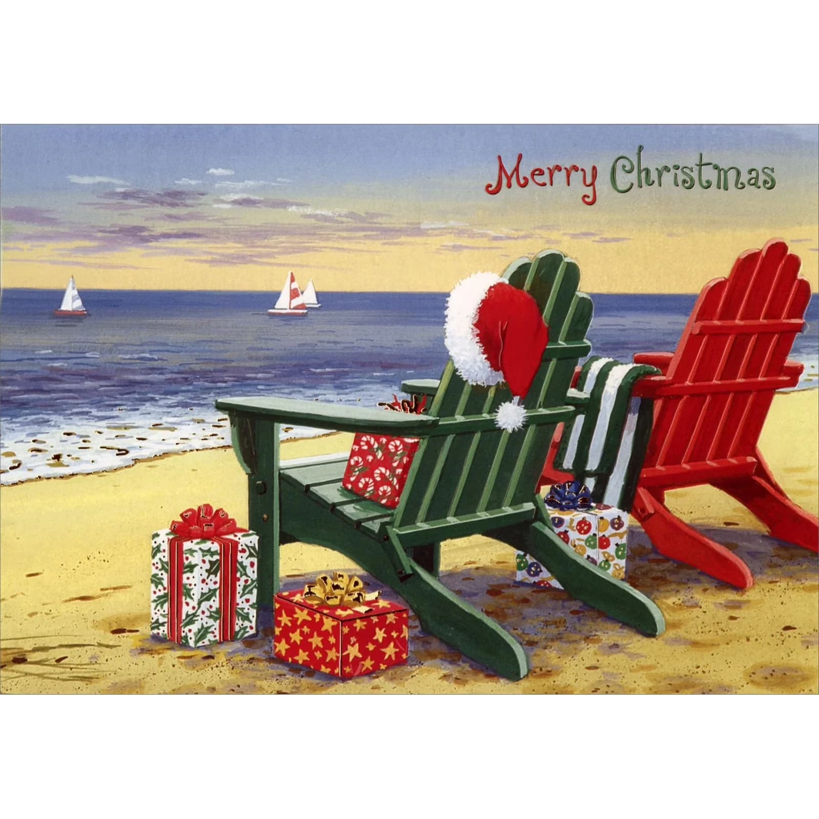Patio Chair Reliable with Decorative, Paper Stock: Heavy Cardstock, Front Message: Merry Christmas - Cardstock Red Model CB3865