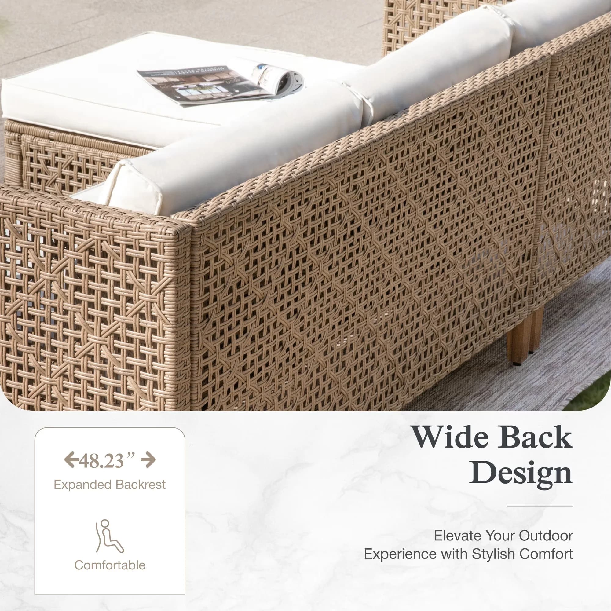 Versatile Patio Conversation Set with Weatherproof, Wood Coffee Table - Metal&Rattan&Sponge&Fabric Model 976704