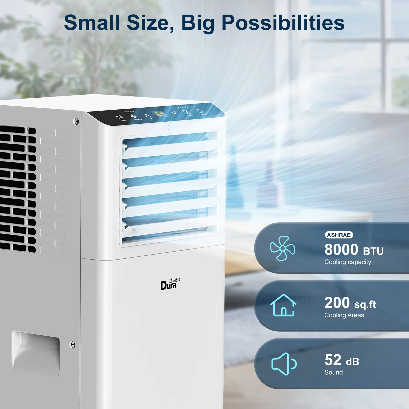 Premium Air Conditioner with 8500 BTU, Timer, 8500 BTU Portable - 5100BTU Model B8CDC3