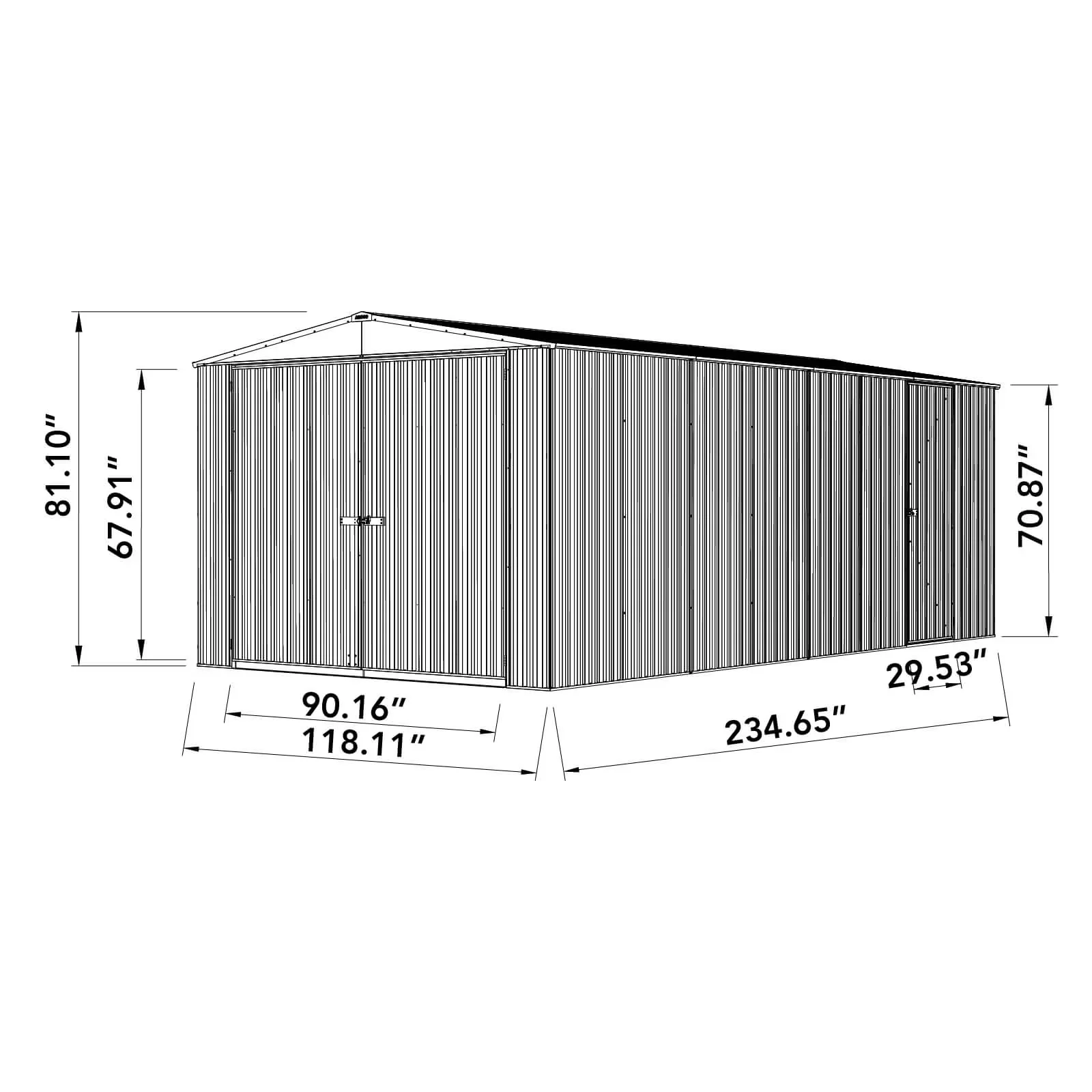 Professional Shed with Woodland Gray - Gray Steel Utility - Professional Series Model F7FA67