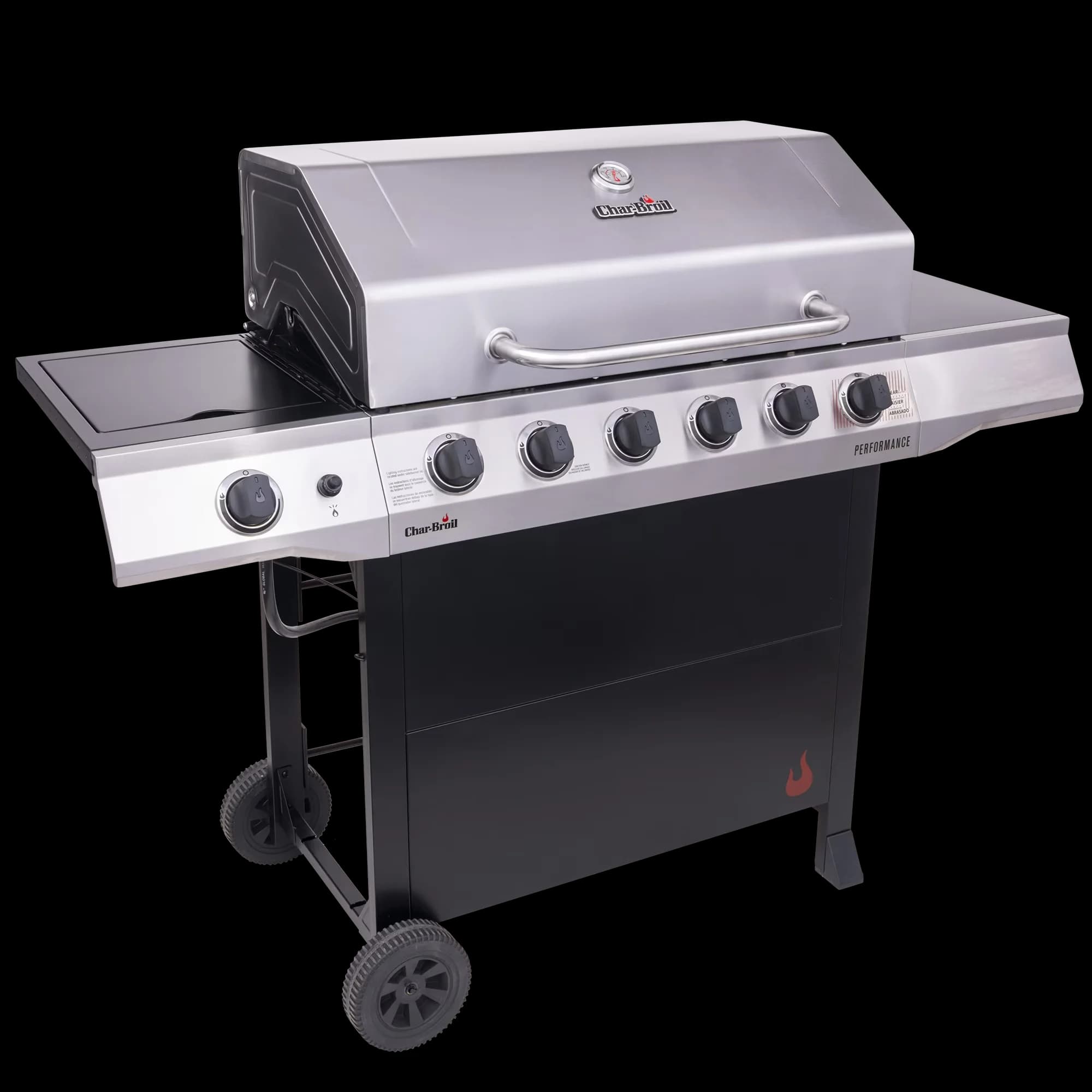 Gas Grill Innovative with Warming Rack, Heat Thermometer, ® Performance Series™ 6-Burner & Griddle - Heavy Duty Steel Silver Model F458CF