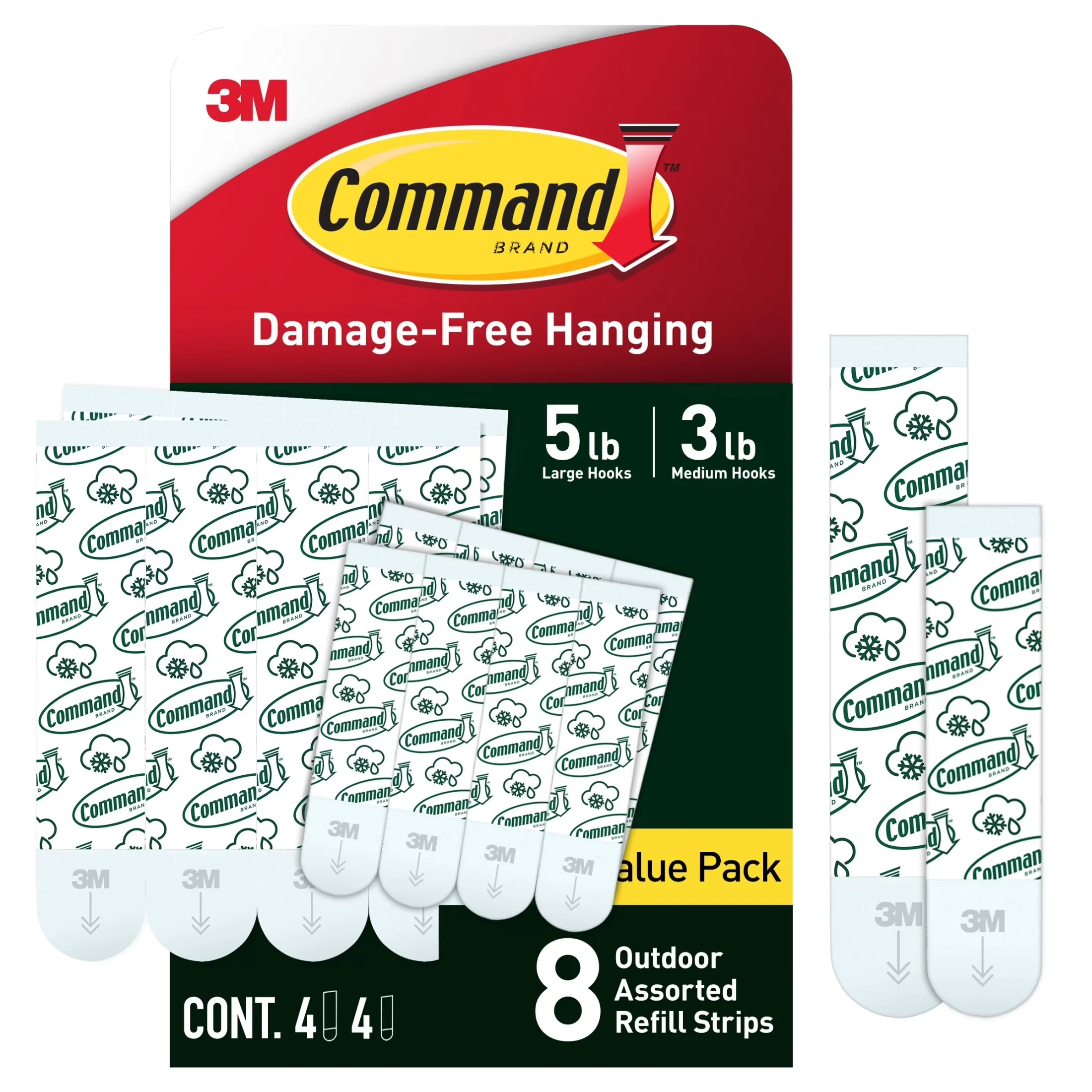Sleek Damage-Free Hanging with Outdoor Replacement Strips - Foam Assorted for Bathroom Model 7AB05D