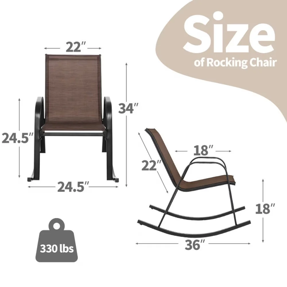 Innovative Patio Chair with Rust Resistant, Material:Fabric, Metal - Fabric, Metal Brown for Outdoor Model 183046