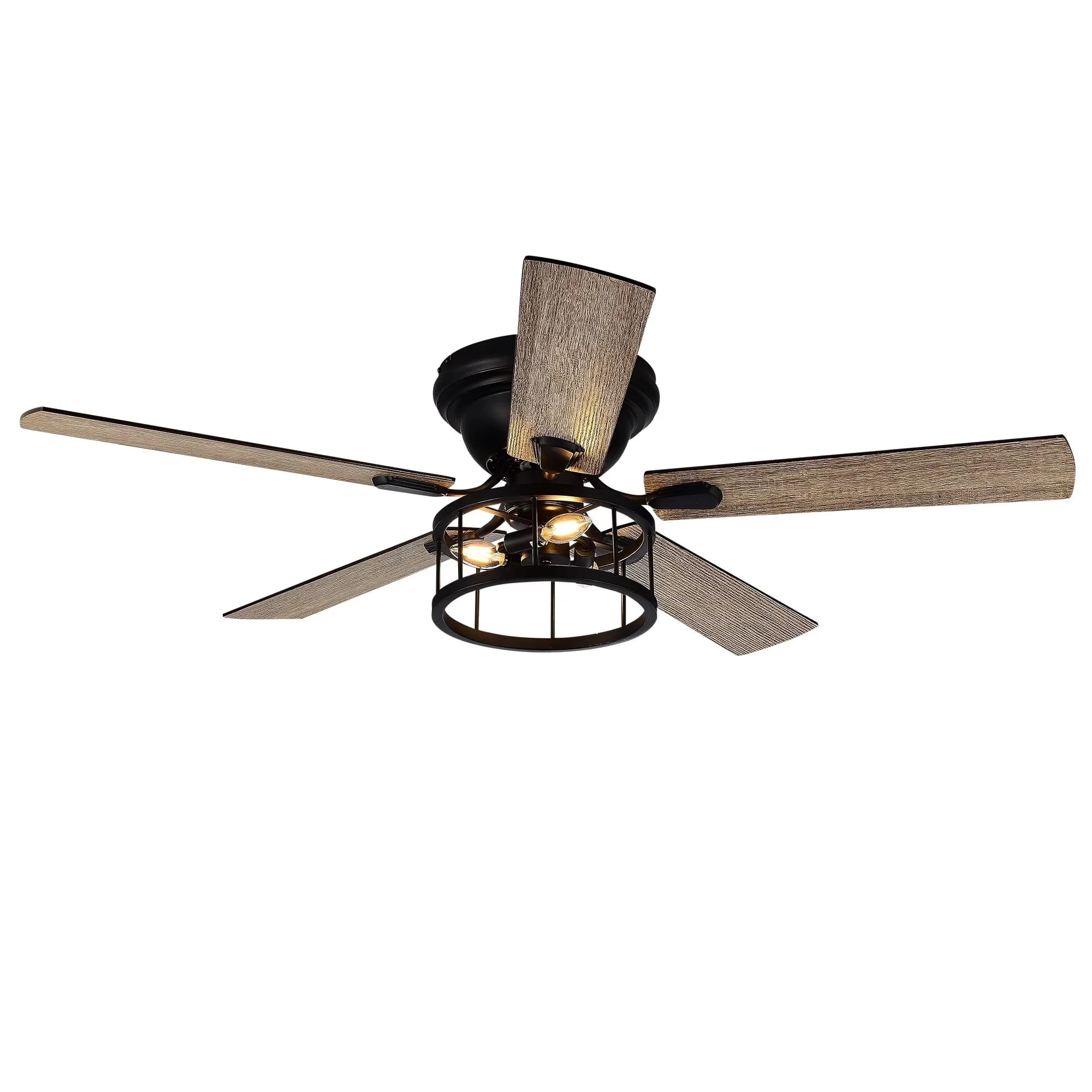 Essential Ceiling Fan with Reversible Blades, Farmhouse, 52" Black Industrial 5-Blade - Black Model 7331C2