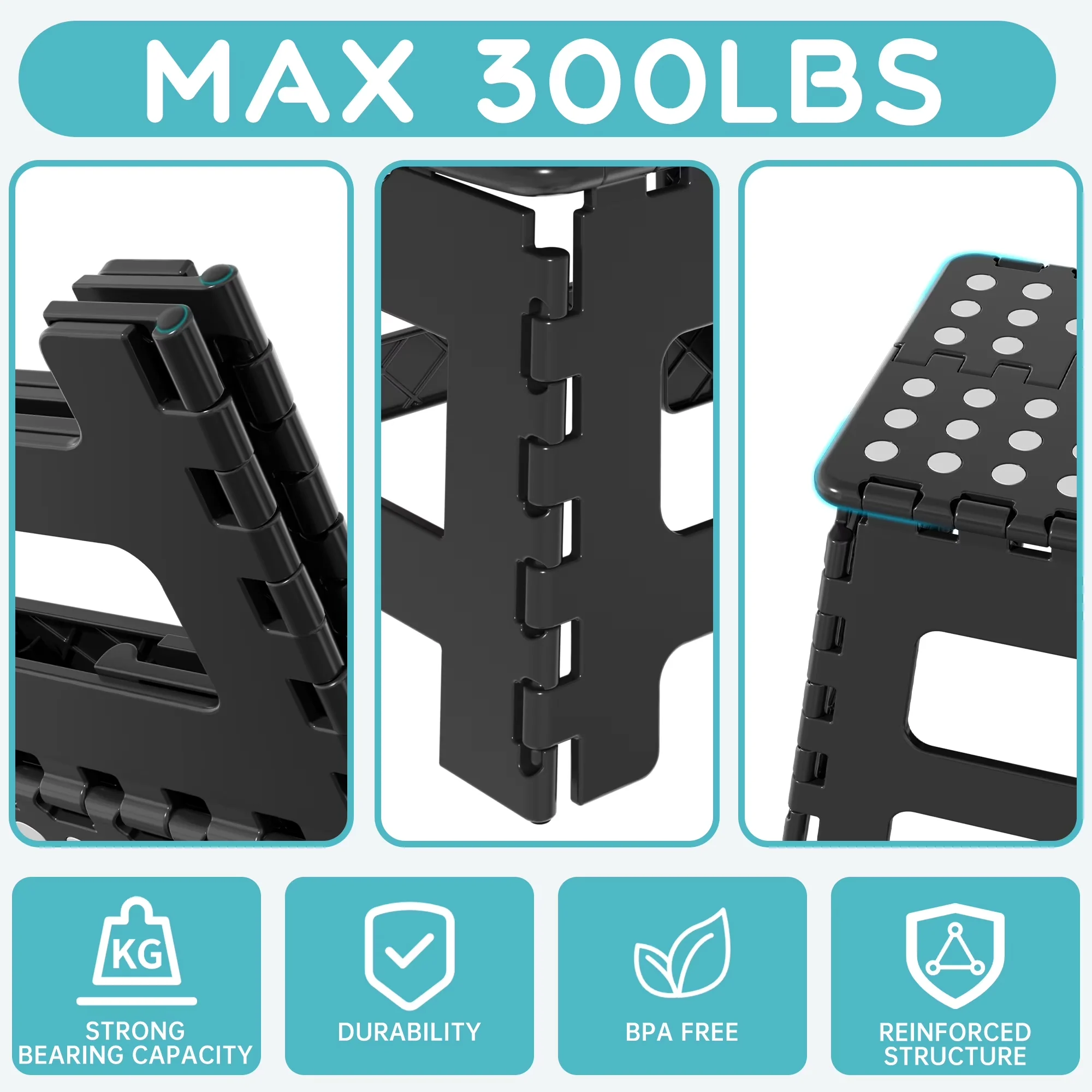 Ladders And Step Stool Quality with Foldable, Folding 9 Inch - Black Abs Model A58807
