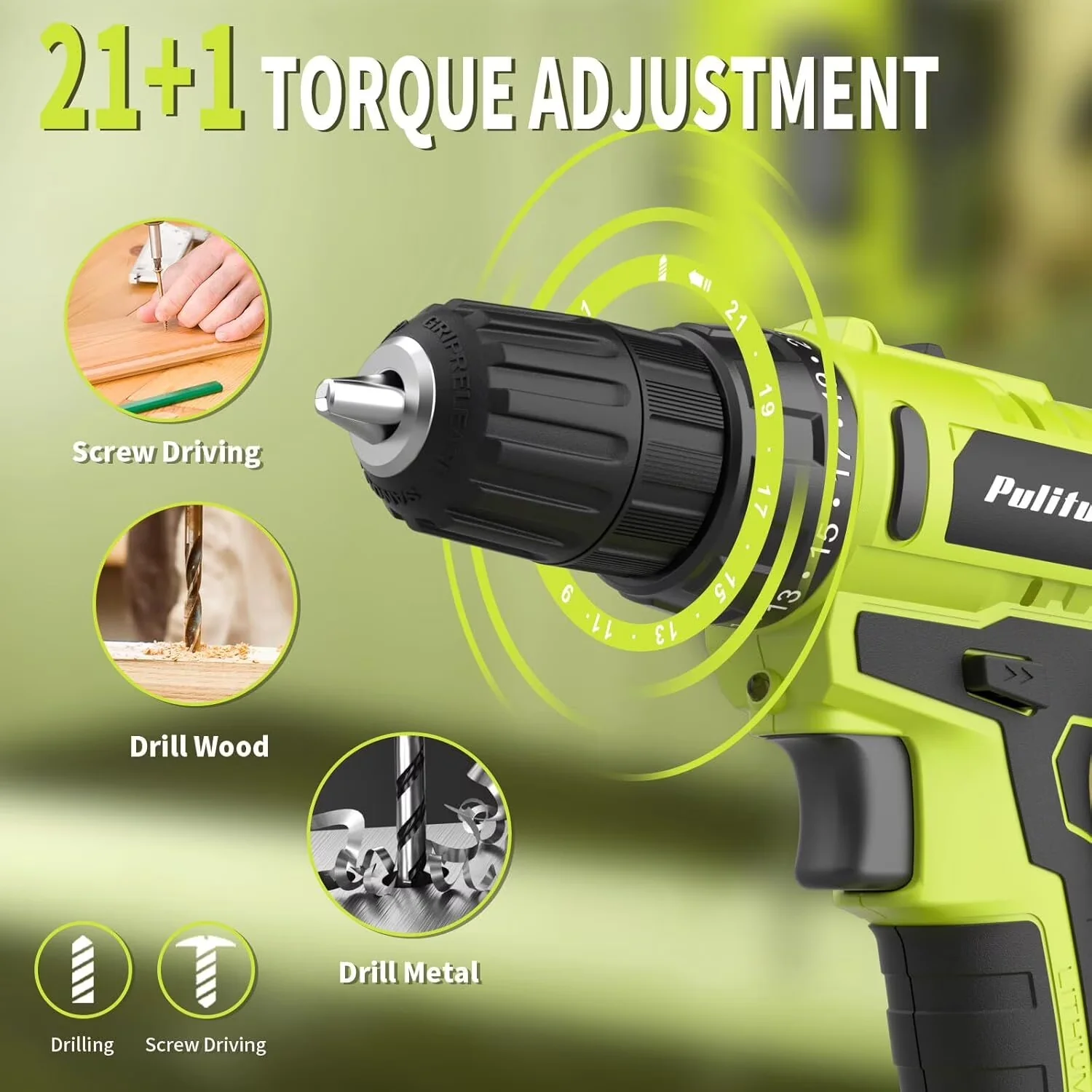 Essential Drills Driver with Battery, 20V, 20V Cordless Drill Kit - 7.5"L x 8.5"W x 3"H Model FDC96F