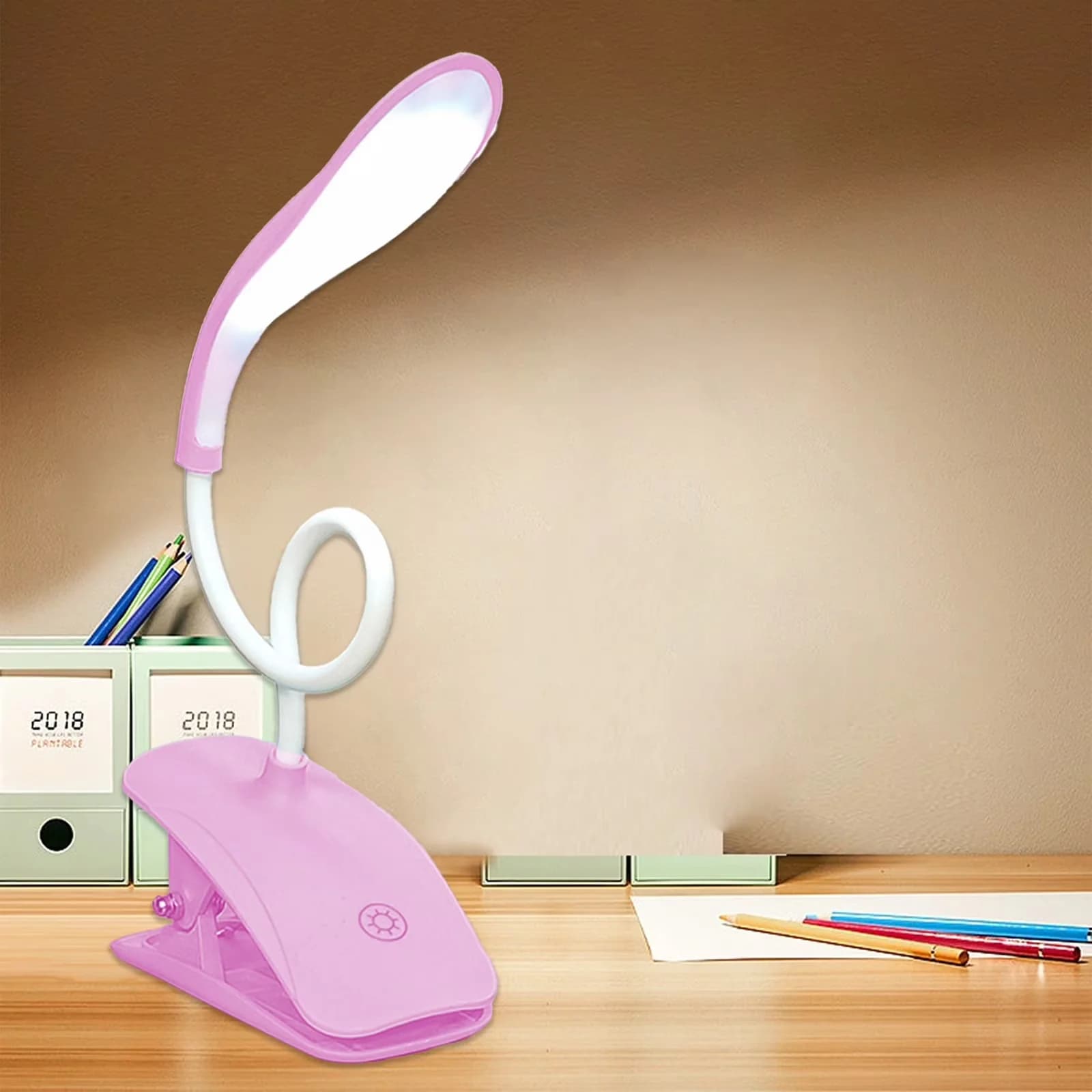 Innovative Desk Lamp with LED, Battery, Clip on Reading Light - Iron Multicolor Model F86DCB