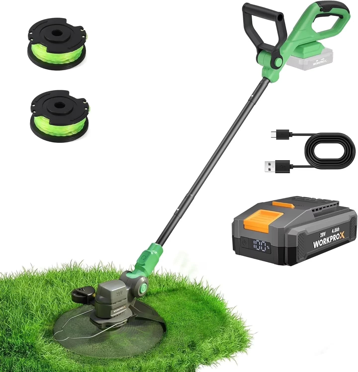 Efficient String Trimmer with Battery, 20V, 12" 20V Cordless and Edger - Model 145E33
