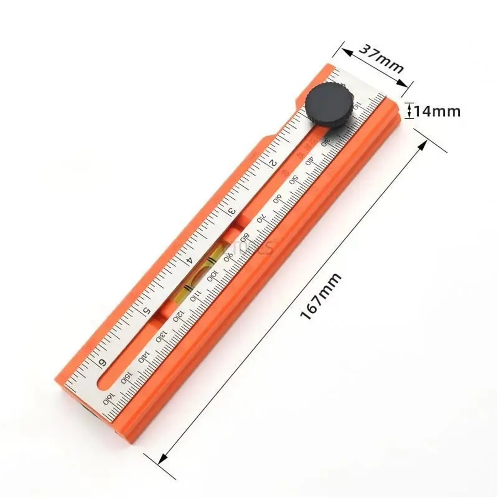 Measuring Layout Classic with Multi-Angle Marking and Built-in Level, Adjustable Square Angle Ruler - Plastic Yellow Model 538BC6