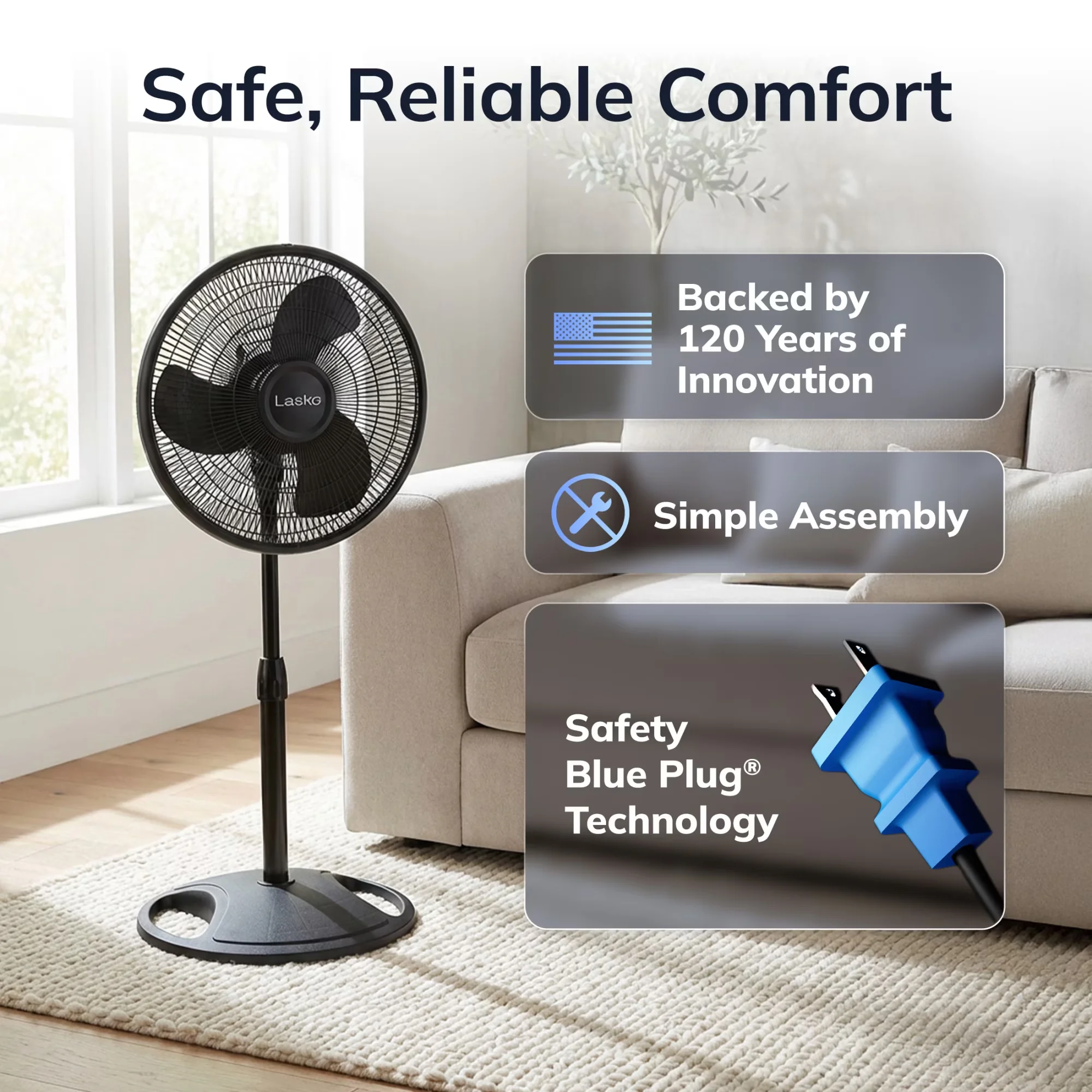 Premium Fans In Cooling with Adjustable Height, Tilt Mechanism, Oscillating - Black Model 93033B