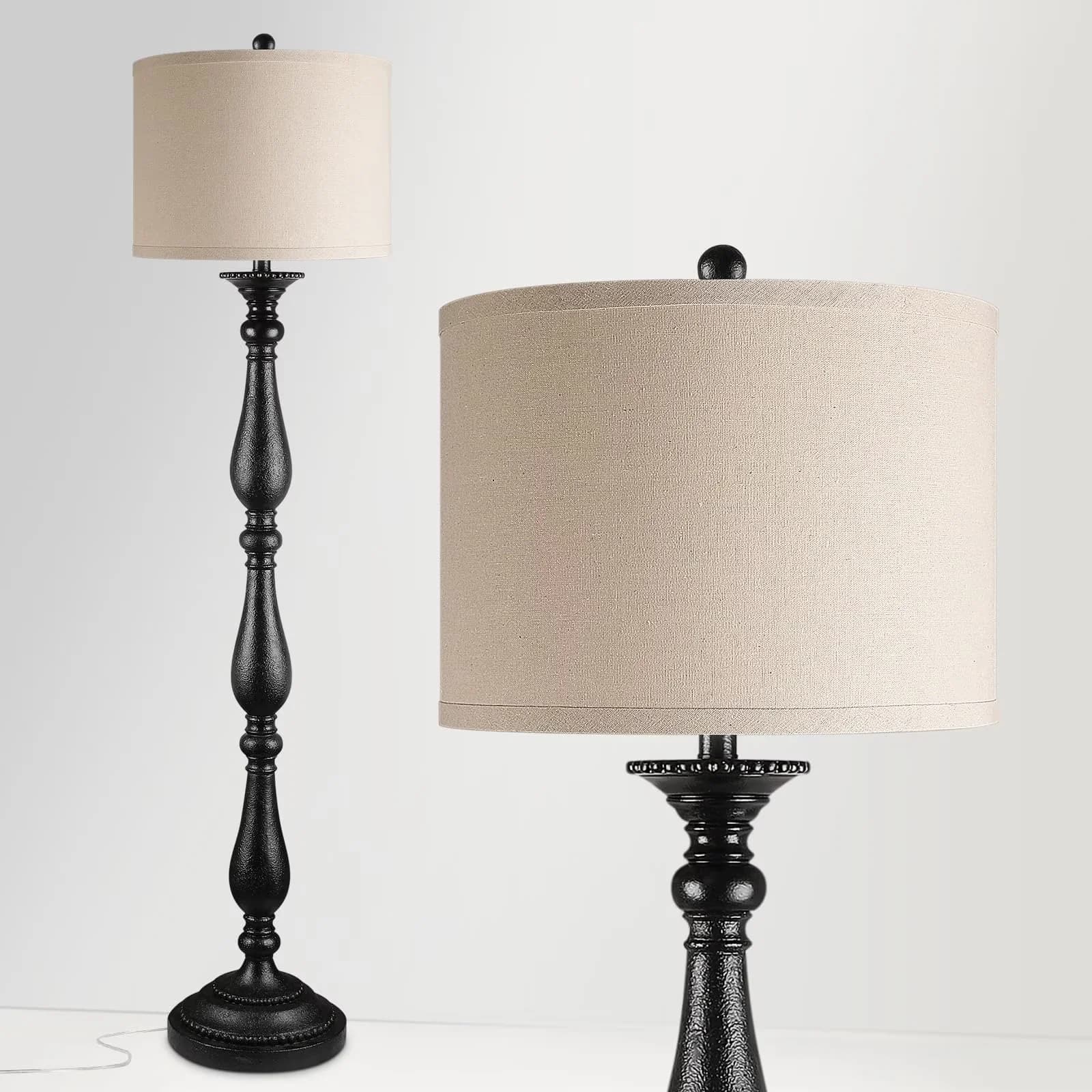 Efficient Lamp with Standard Lamps, Rustic/Lodge, Vintage - Black Plastic Model 000ED3