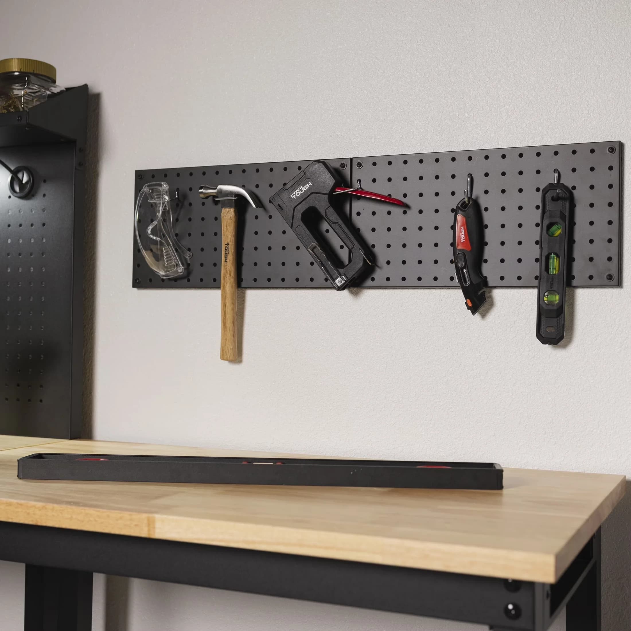 Garage Storage Supply Stylish with Easy To Clean, Wall Mounted Tool Organizer, 16-inch Pegboard Set - Steel Black Model 190E16