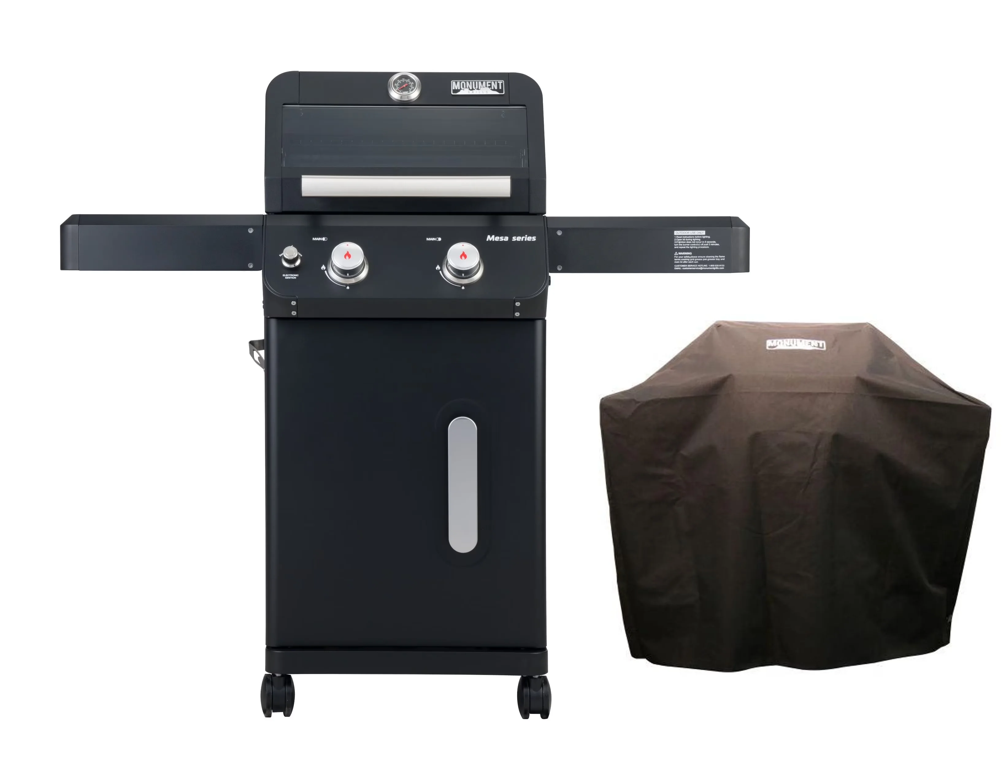 Versatile Gas Grill with LED, Warming Rack, Tool Holder - Stainless Steel Black Model 76DFDE