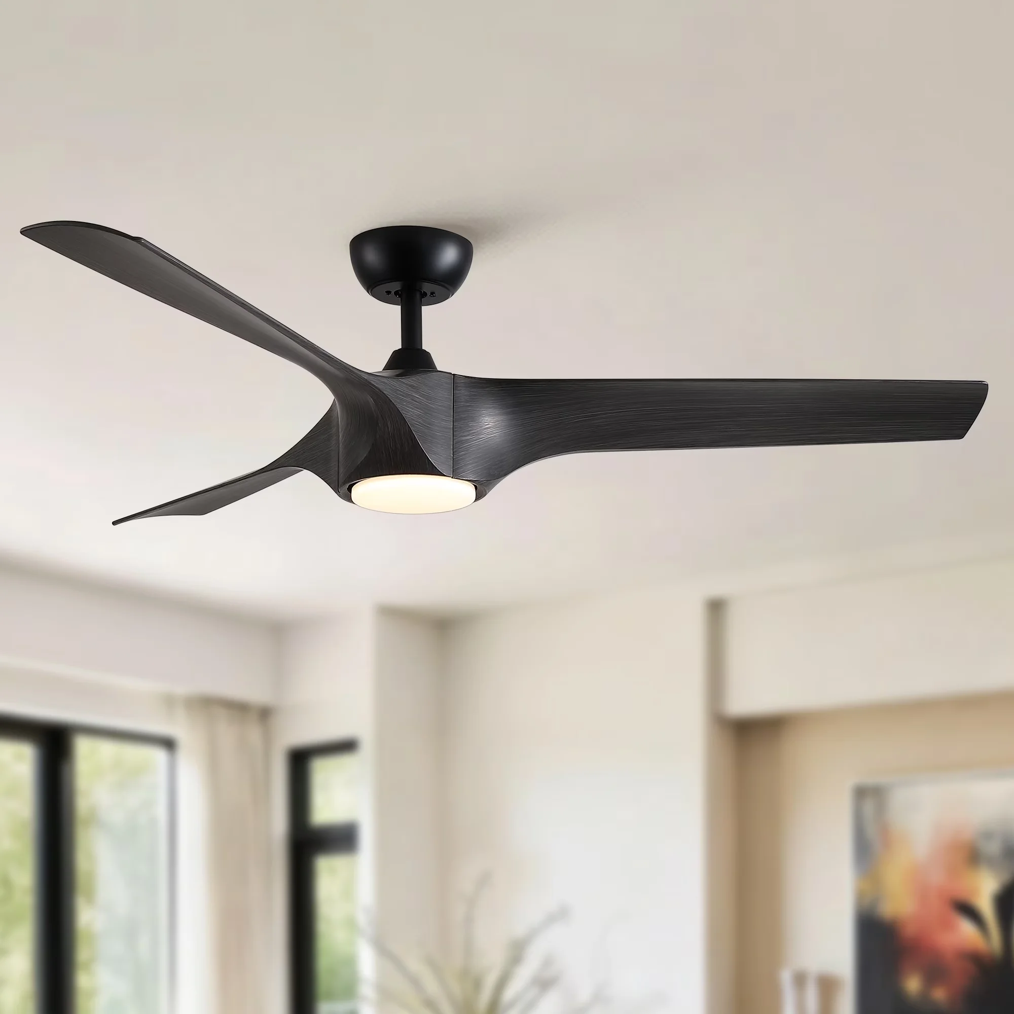 Durable Ceiling Fan with LED, 6-Speed Remote Control Timer for Living Room, Large - Model 609C38