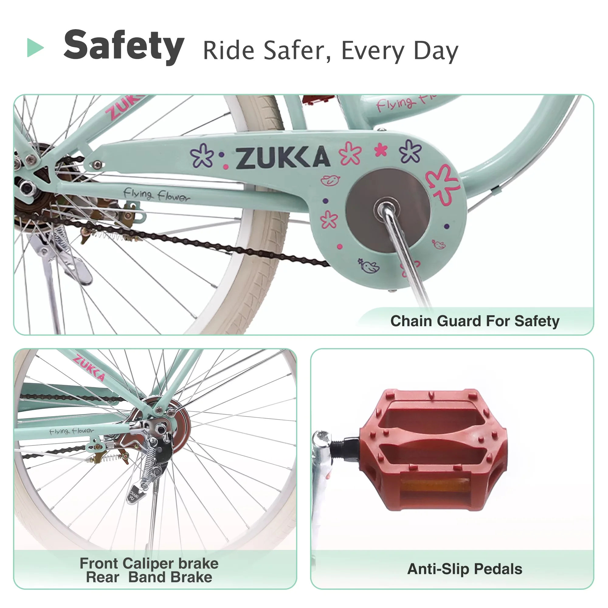 Essential Cruiser Bike with Adjustable Seat Height, Adjustable Handlebar Height - Green Model BDE1AC