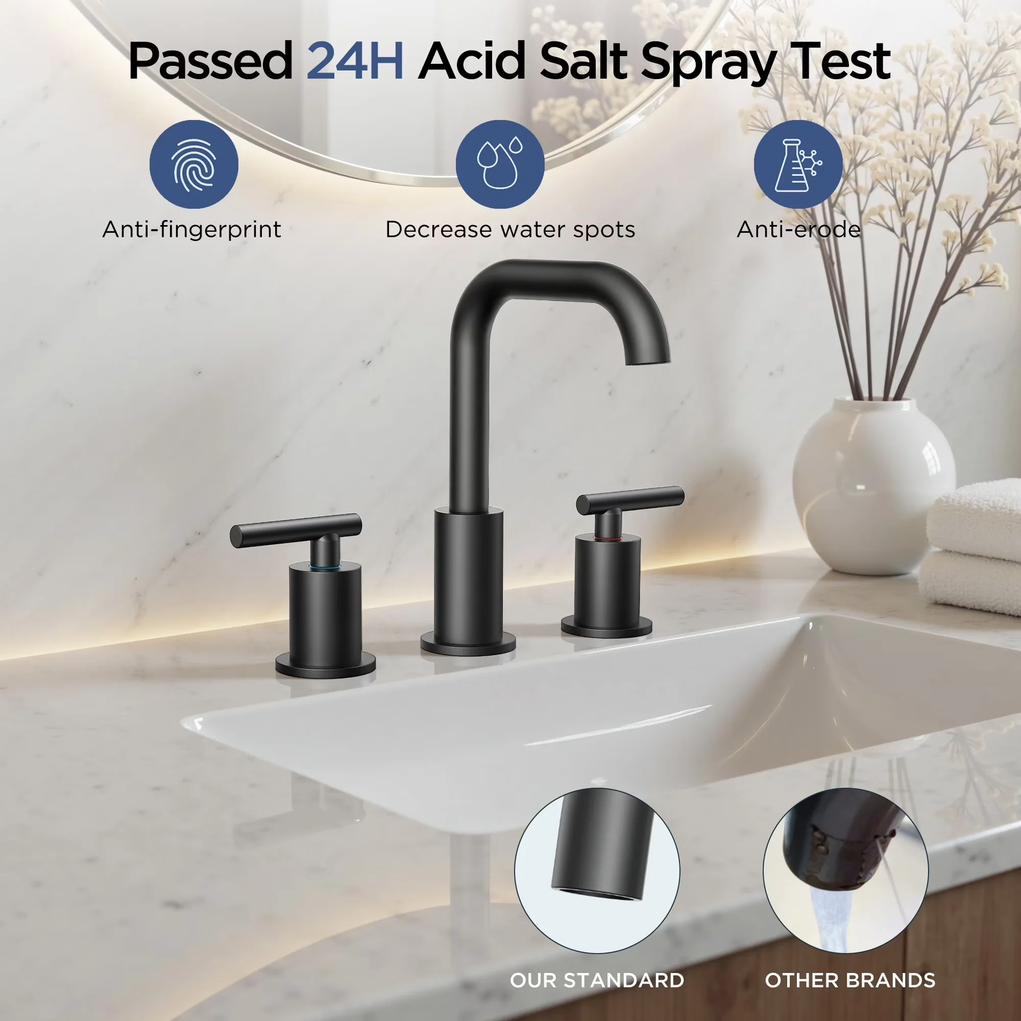 Sleek Plumbing with Anti Fog, Adjustable Temperature - Sus304 Stainless Steel Black Model 1FDE2B