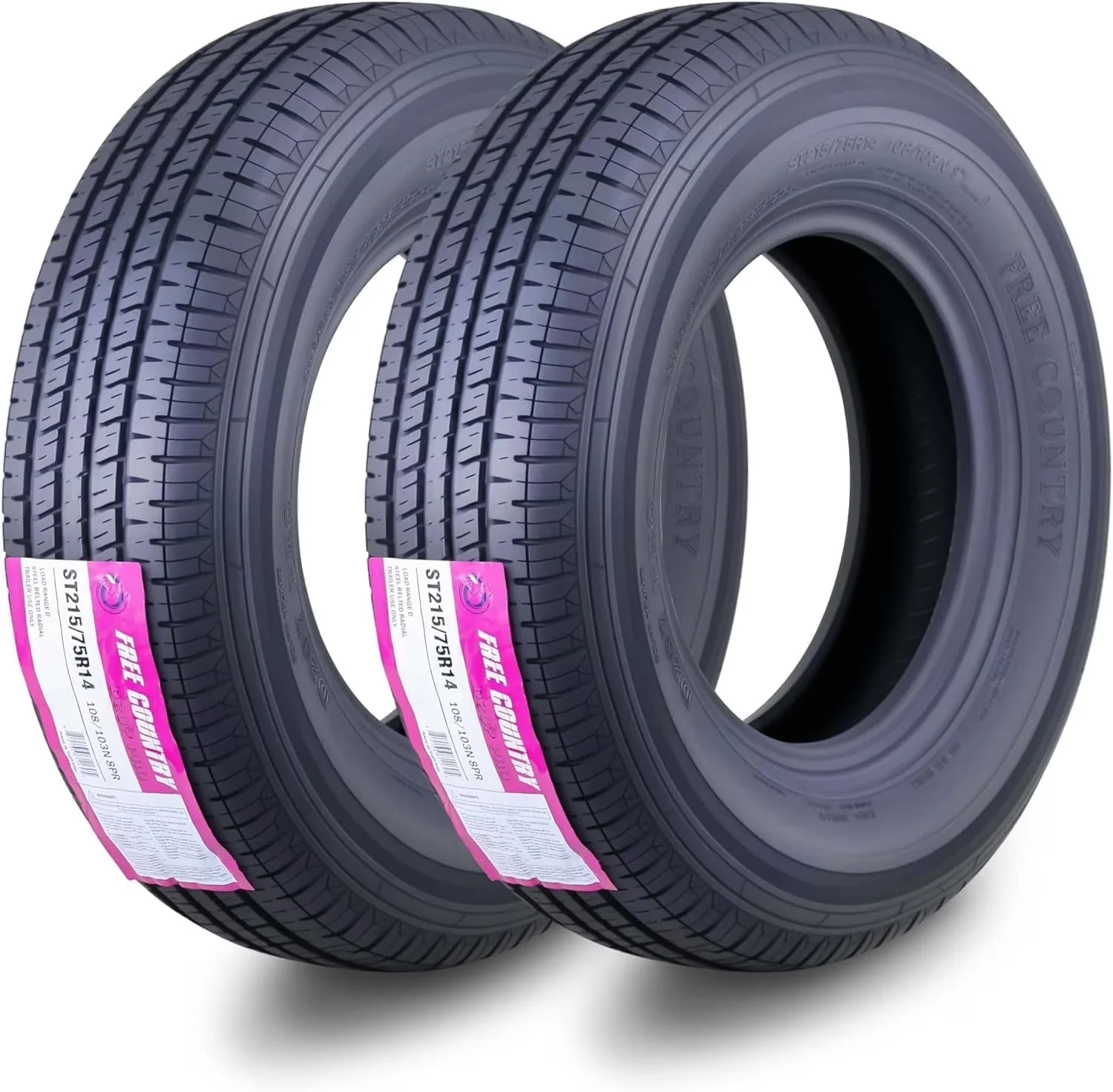 Stylish Trailer Tire with Set of 2, Load Range: D, Ply Rated: 8 - ST215 Model A2FB6E