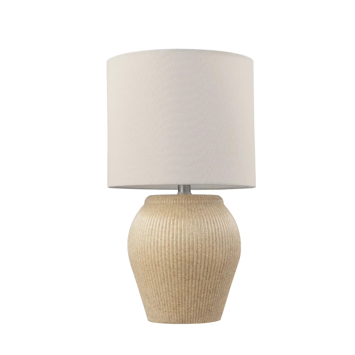 Durable Table Lamp with LED, Modern, 18" Soft Beige Ceramic - Ceramic Beige, White Model 90EF8C