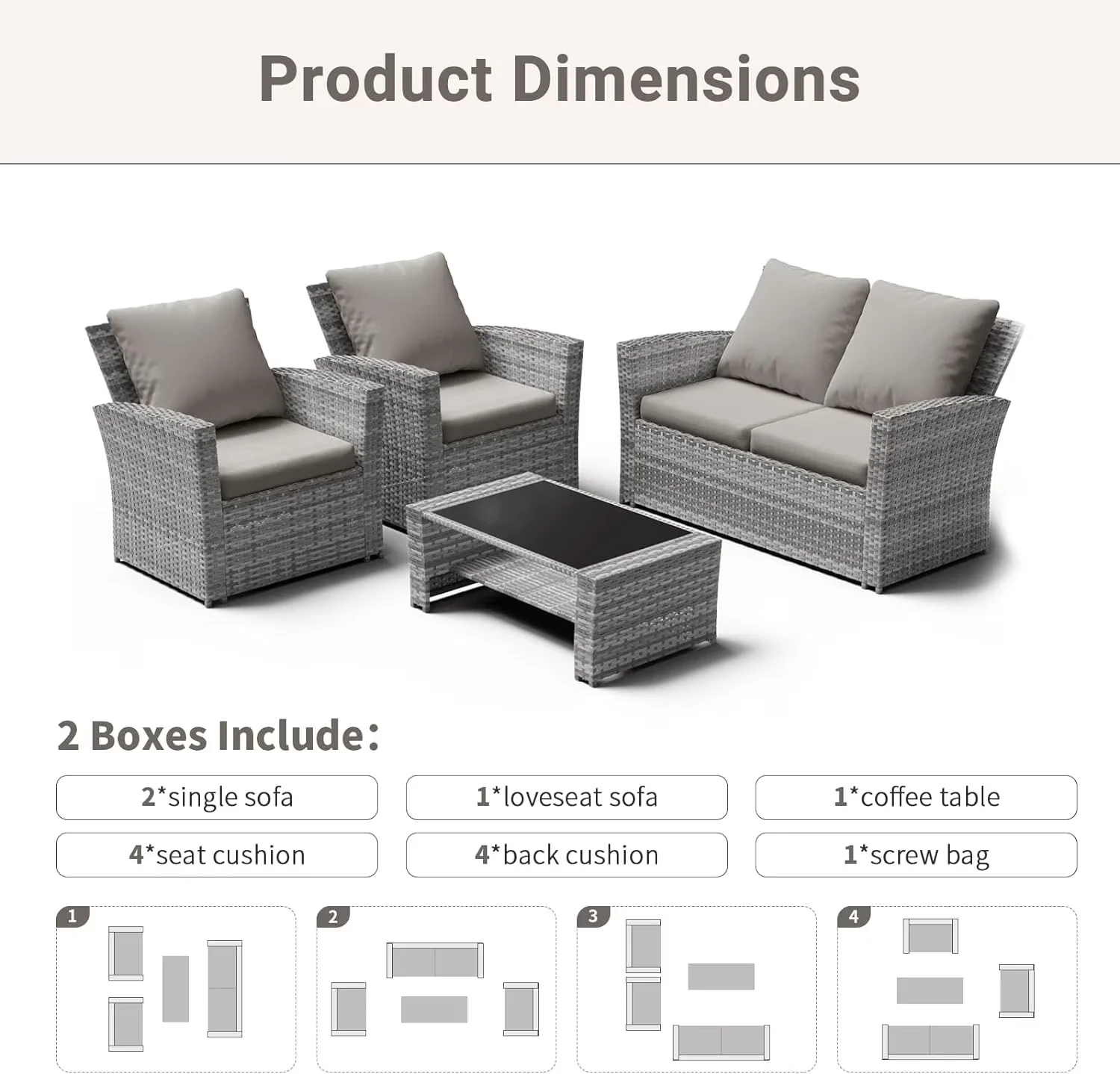Outdoor Sofas Sectional Innovative with Water-Resistant, Wicker Patio Furniture Set - Model 88E944