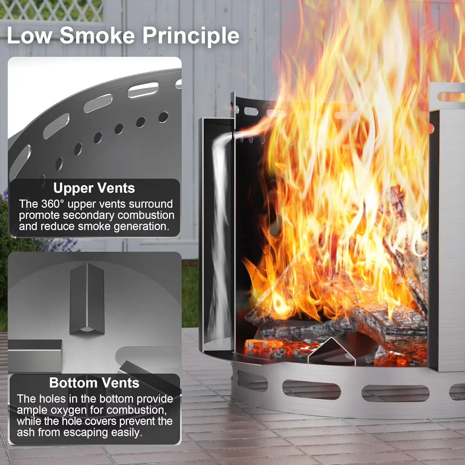 Professional Outdoor Heating with Portable, Wood Burning Fire Pit, Weather Resistant Cover - Silver Stainless Steel for Camping, Patio Model 6FAC8A