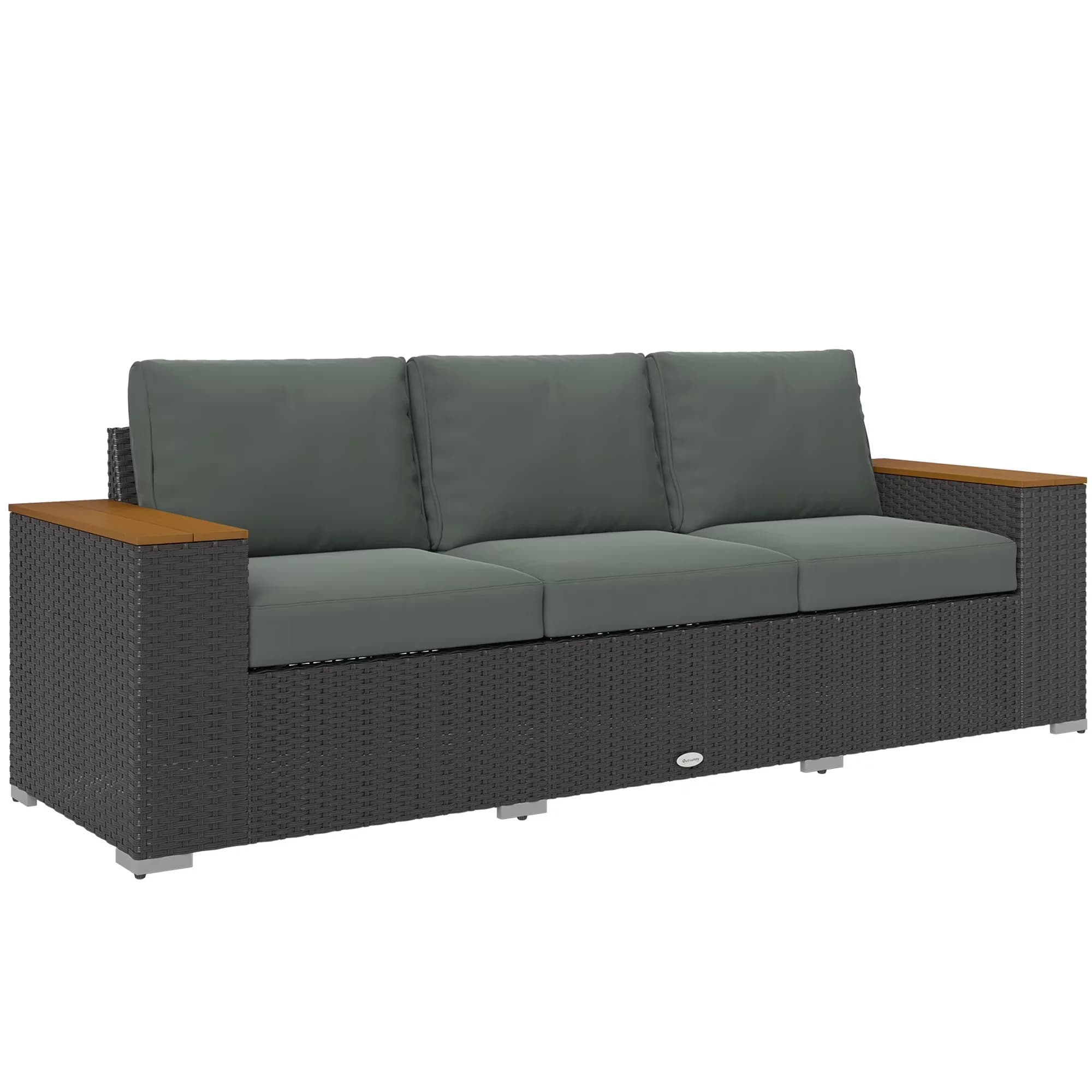 Premium Outdoor Sofas Sectional with Weather-Resistant, Modern, Thick Cushioned 3-Seater Sofa - Gray Galvanized Steel, Pe Rattan,... Model 73D04A