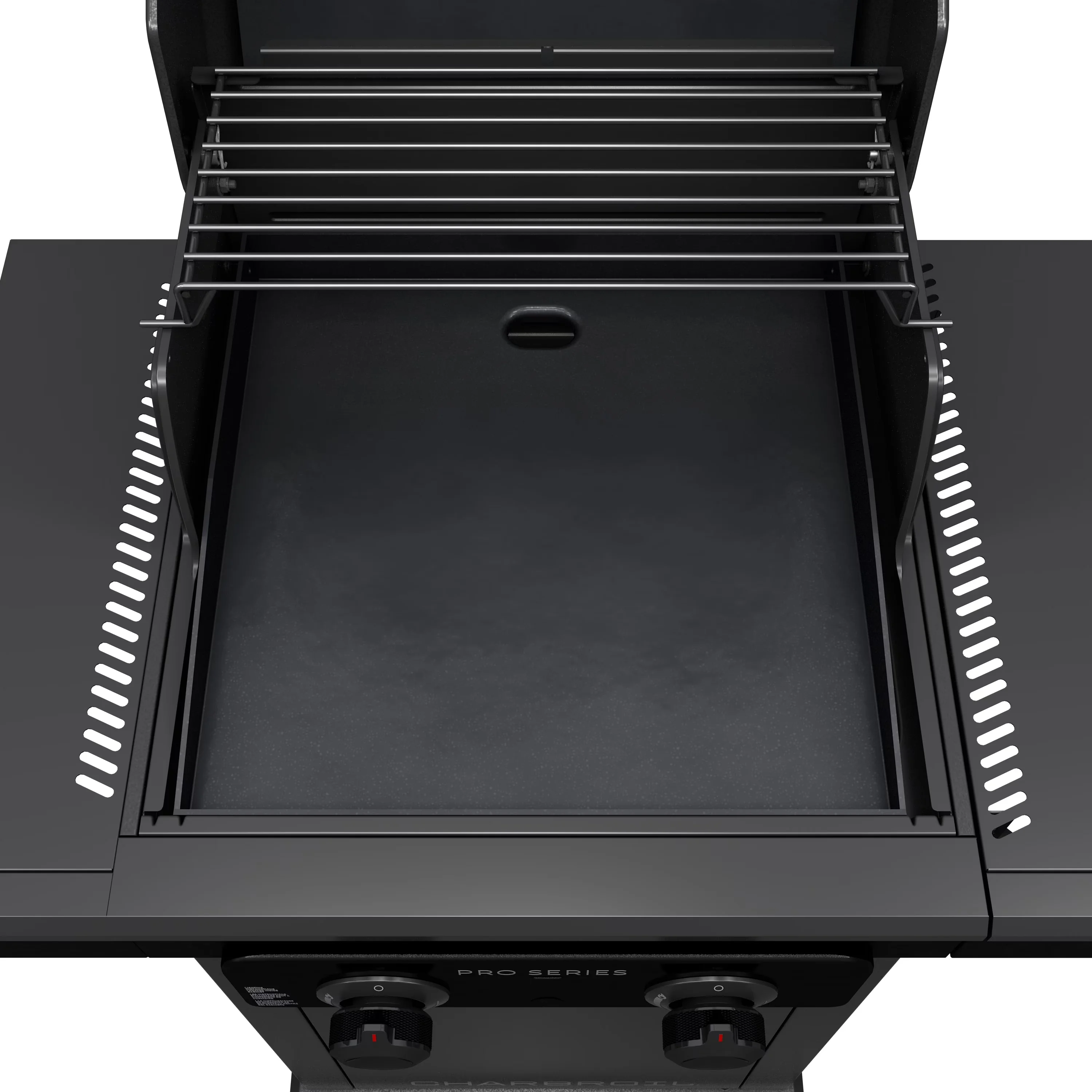 Efficient Flat Top Grill with Infrared, Rotary ignition for easy lighting, Pro Series™ 2-Burner Gas and Griddle - Heavy Duty Steel Black Model 9724FB